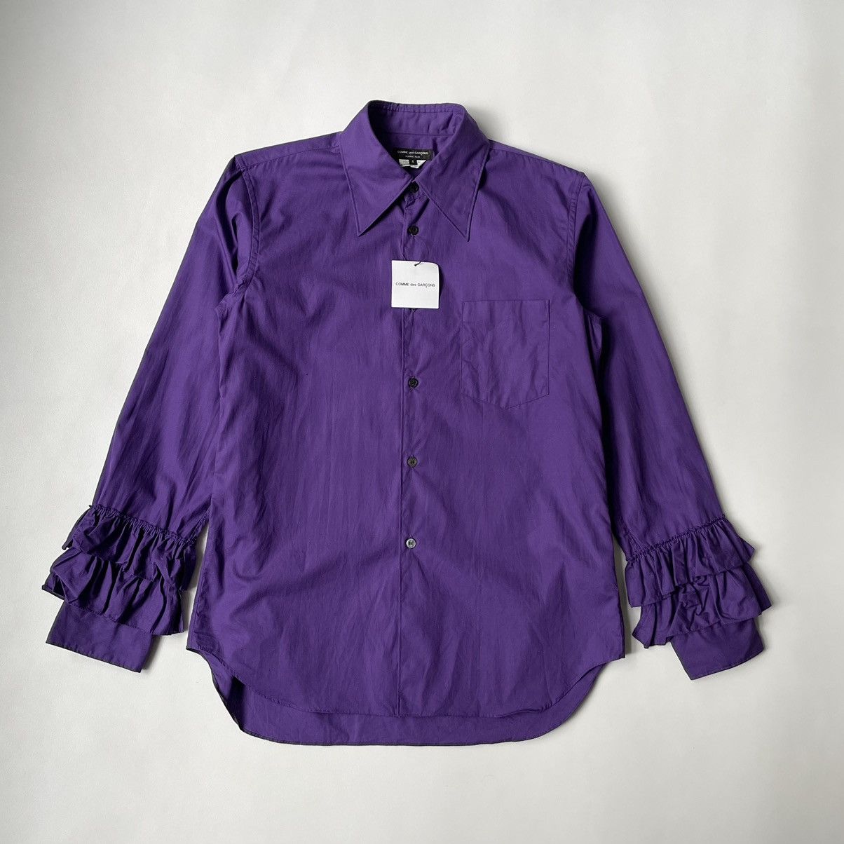 Comme des Garcons Homme Plus S/S 15 Purple ‘Frilled Sleeve’ Shirt Size US S / EU 44-46 / 1 - 1 Thumbnail