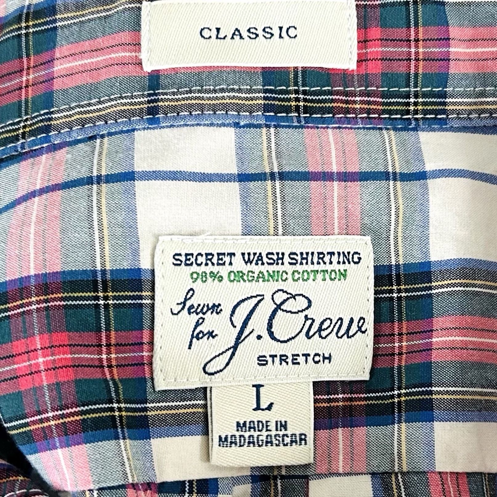 J.Crew NWT J.CREW Large Classic Fit Secret Wash Shirt Tartan Plaid Red Green Beige Size US L / EU 52-54 / 3 - 3 Thumbnail