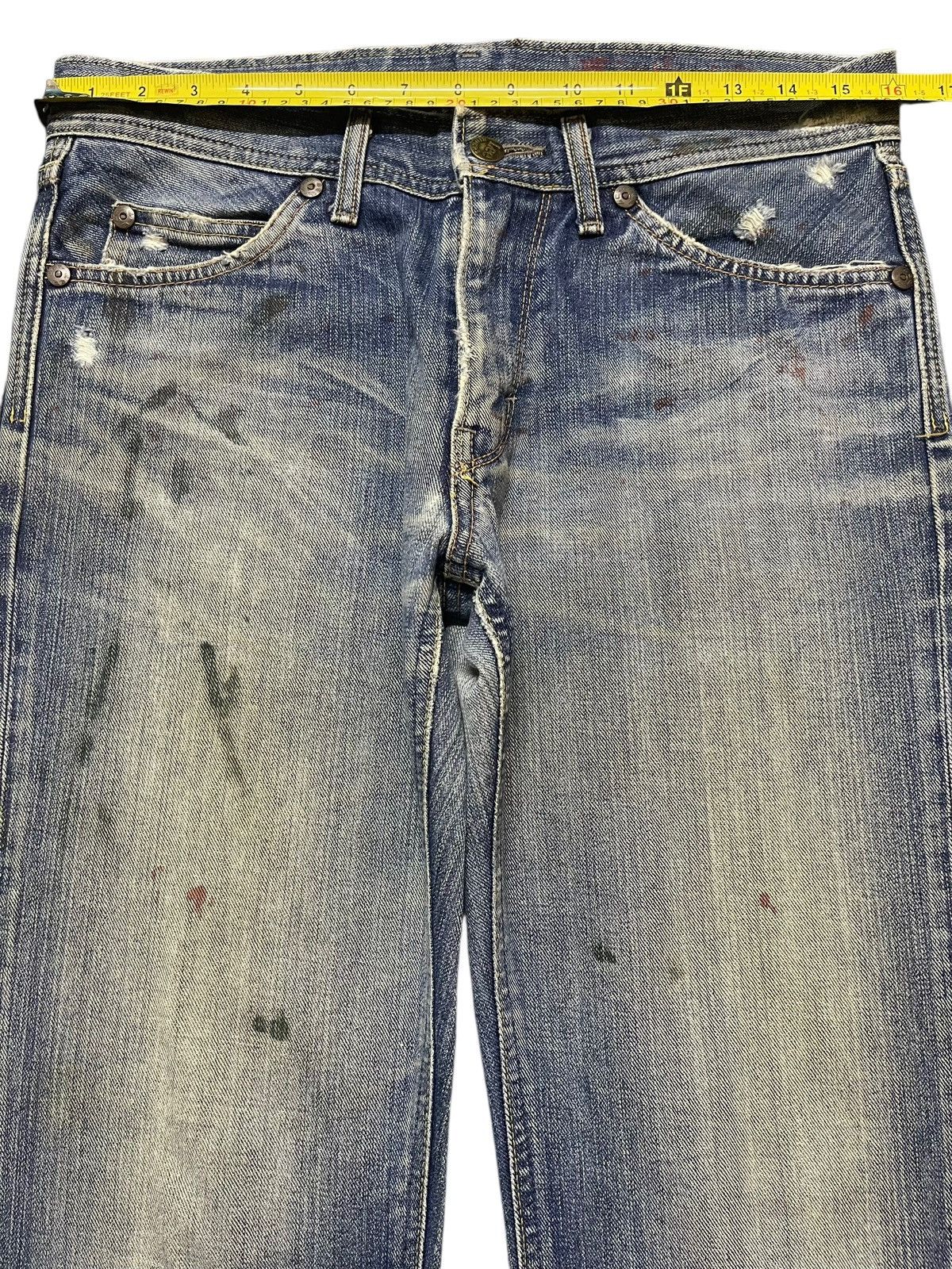 Lee Vintage 90s Lee Mud Faded Wash Paint Splatter Wide Leg Jeans Size US 32 / EU 48 - 11 Thumbnail