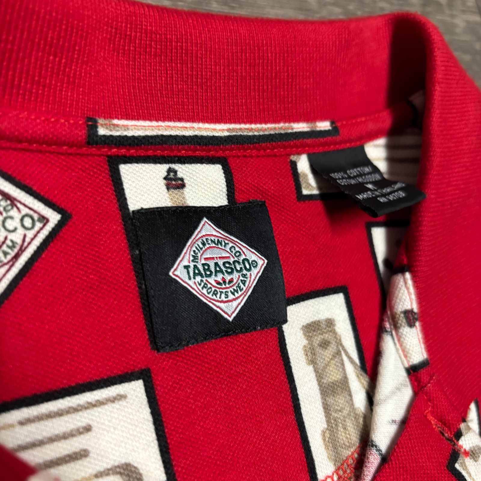 Tabasco × Vintage Vtg Tabasco Hot Sauce Red AOP Golf Polo Shirt Sz M 90s Size US M / EU 48-50 / 2 - 3 Thumbnail