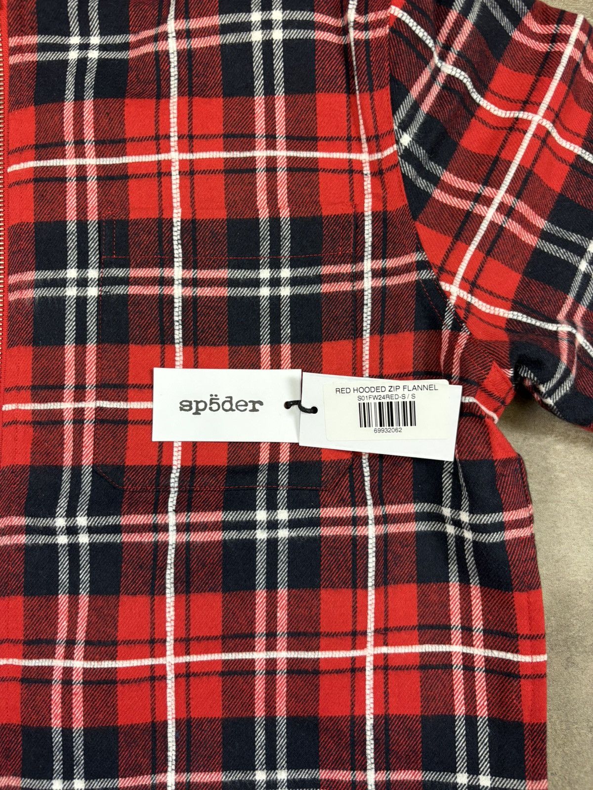 Sp5der Sp5der Hooded Zip Flannel Shirt Jacket, Red Size US S / EU 44-46 / 1 - 10 Thumbnail