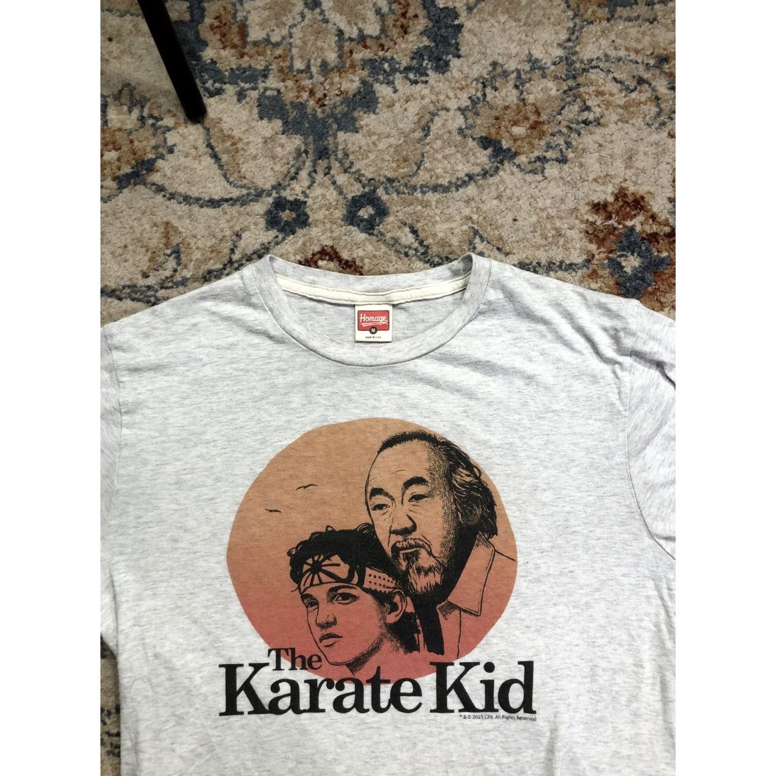 Vintage VINTAGE Homage Karate Kid Shirt Mens Medium Gray Mr Miyagi Daniel Graphic Tee Made USA Size US M / EU 48-50 / 2 - 2 Thumbnail