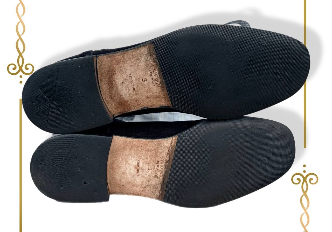 Miu Miu Miu Miu Black Suede Leather Almond Toe Men's Chelsea Boots Size US 10 / EU 43 - 8 Thumbnail