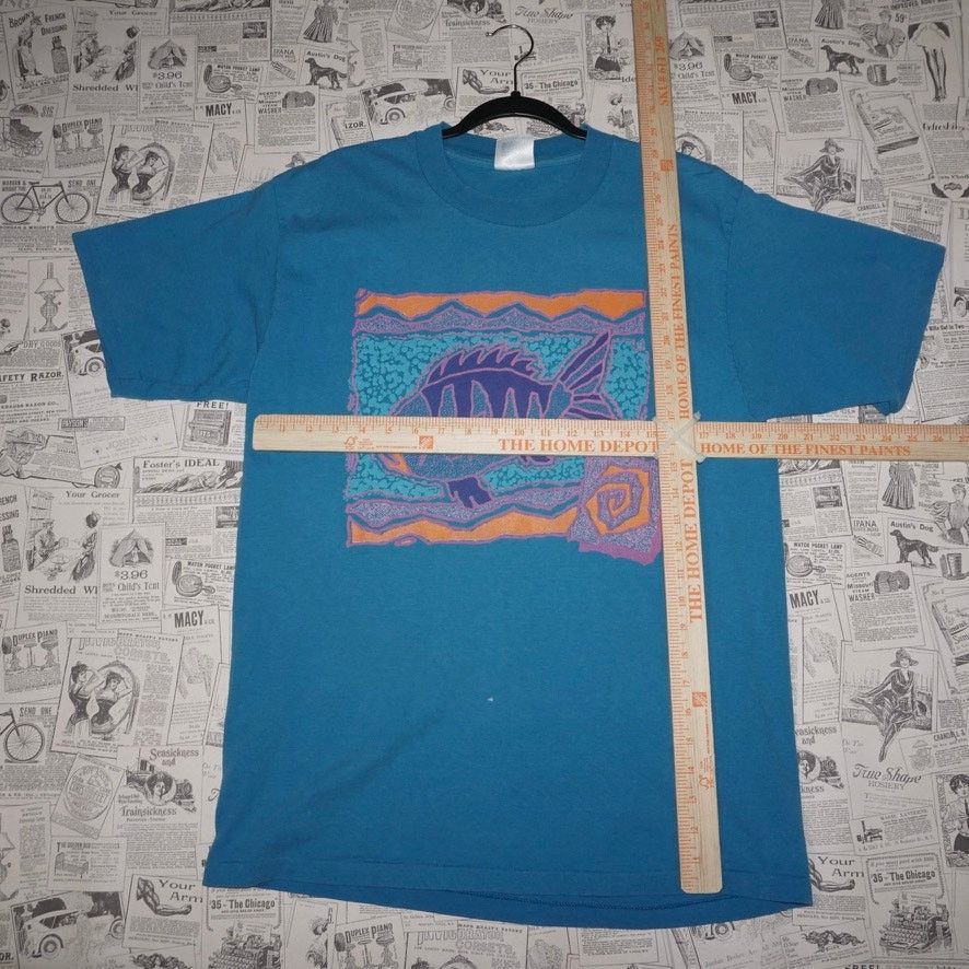 Tultex Large - Vintage Y2K fish abstract art painting 1990s t-shirt Size US L / EU 52-54 / 3 - 4 Thumbnail