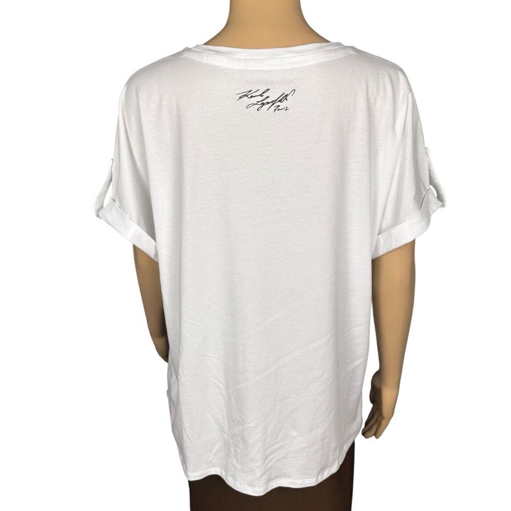 Karl Lagerfeld NWT New Karl Lagerfeld White Eiffel Tower Knot Front Tee Si Size L / US 10 / IT 46 - 4 Thumbnail