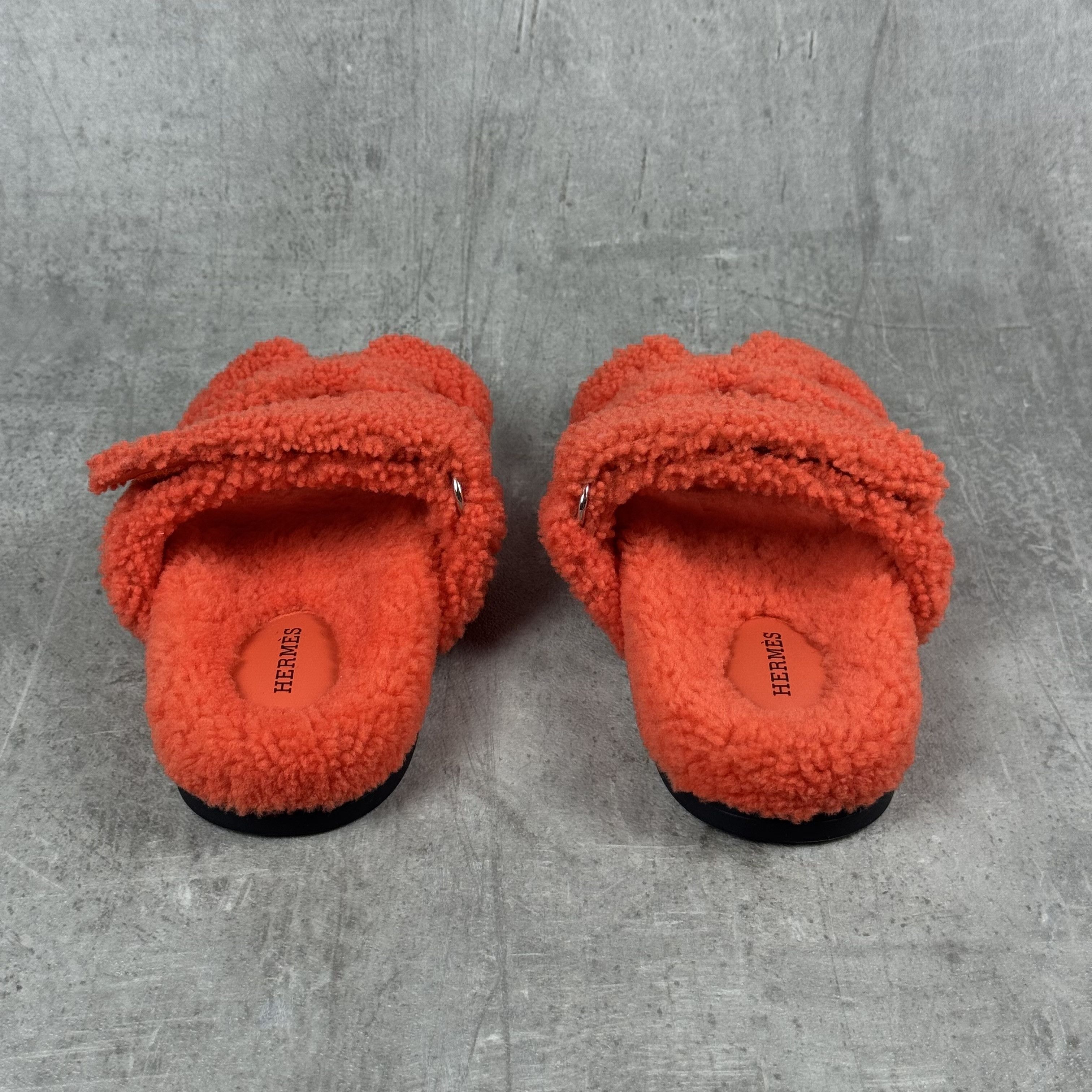 Hermes HERMES Sherling Chypre Sandals in Orange Size US 7 / IT 37 - 5 Thumbnail