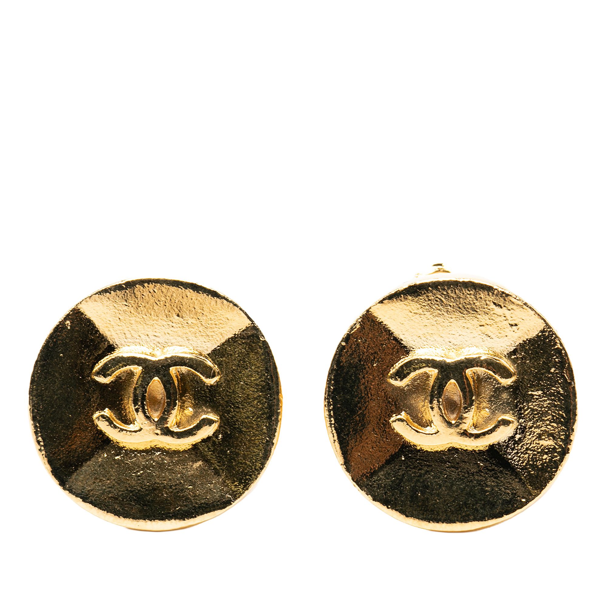 Chanel Chanel CC Gold Plated Button Clip on Earrings Size ONE SIZE - 1 Thumbnail