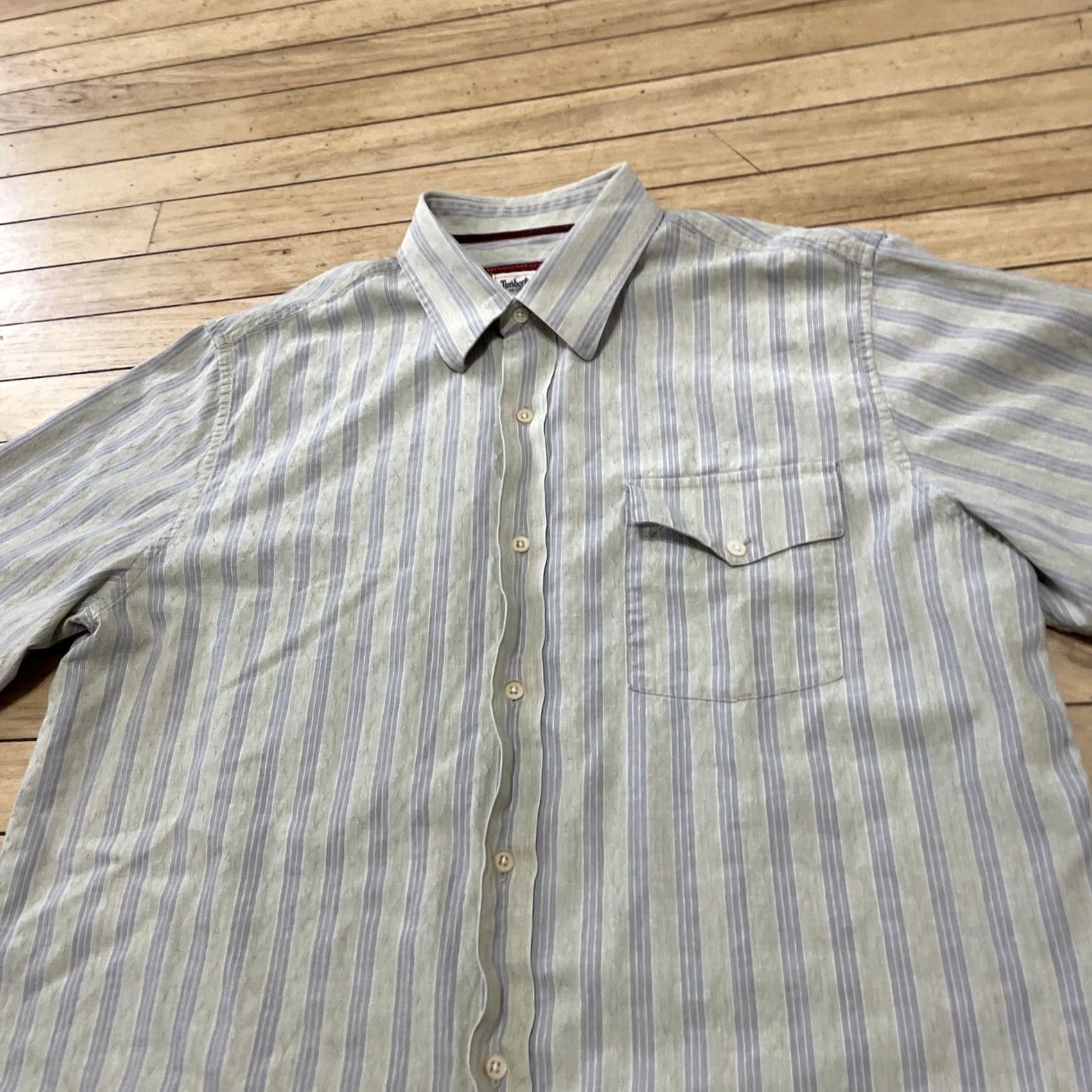 Timberland VINTAGE Timberland Button Shirt Men XL Y2k Streetwear HipHop Textured Stripe Blue Yellow Shirt Mens XL Size US XL / EU 56 / 4 - 2 Thumbnail