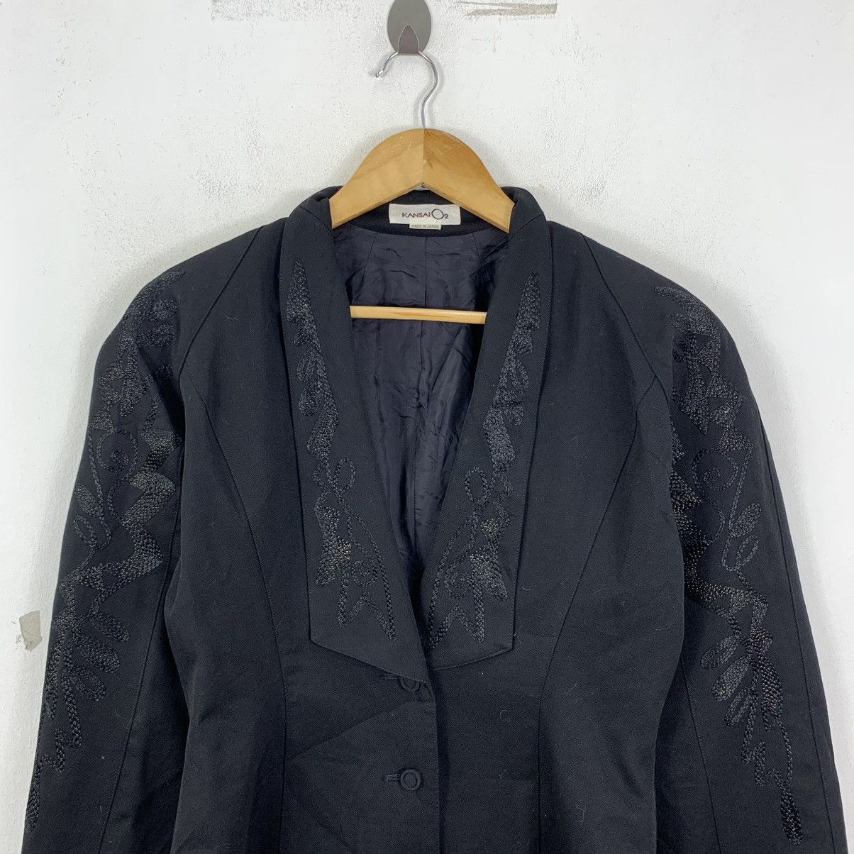 Kansai Yamamoto Vintage 80s KANSAI YAMAMOTO 02 Embroidered Crop Blazer Coat Size S / US 4 / IT 40 - 3 Thumbnail