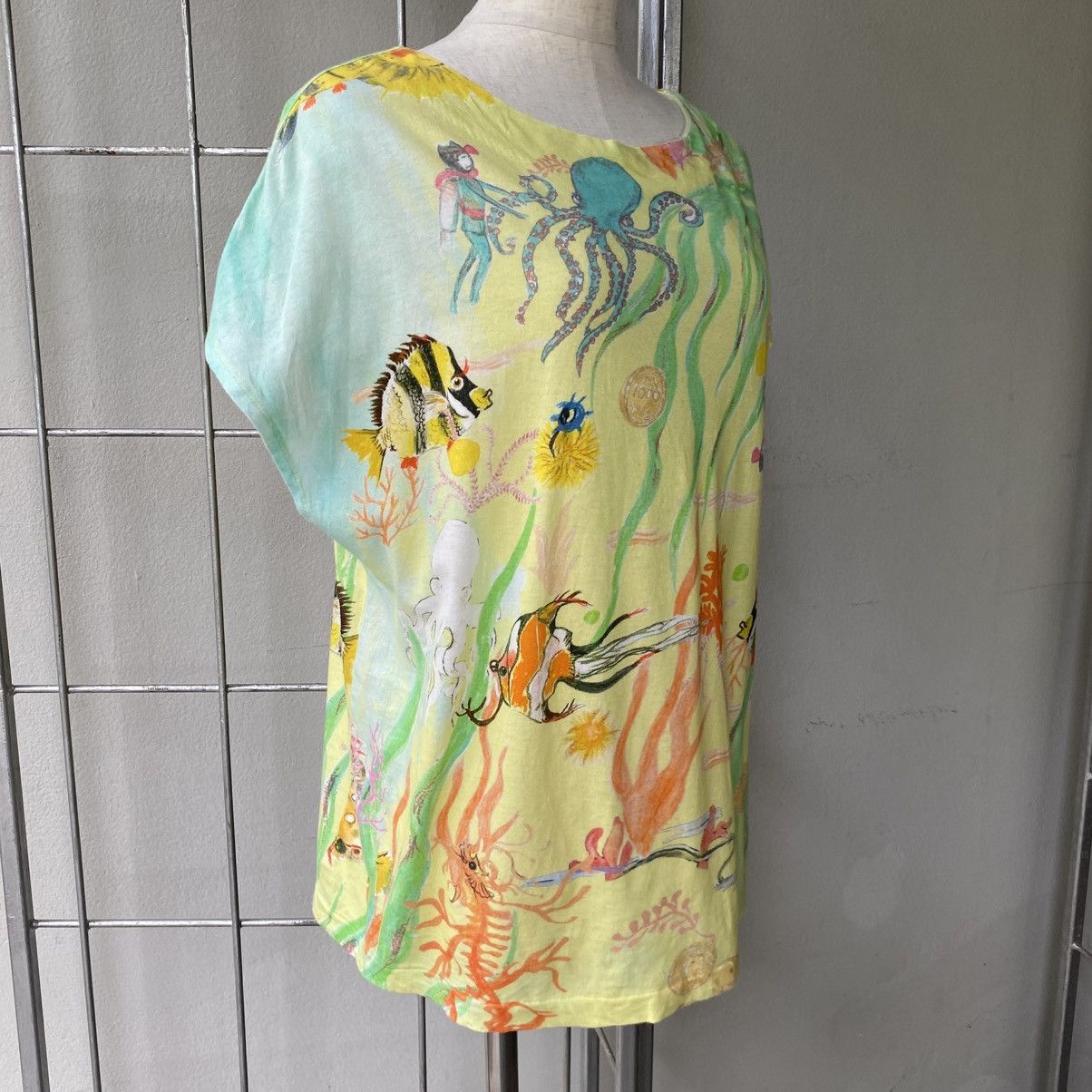Tsumori Chisato TSUMORI CHISATO Yellow Ocean Print Short Sleeve Blouse Size XS / US 0-2 / IT 36-38 - 15 Thumbnail