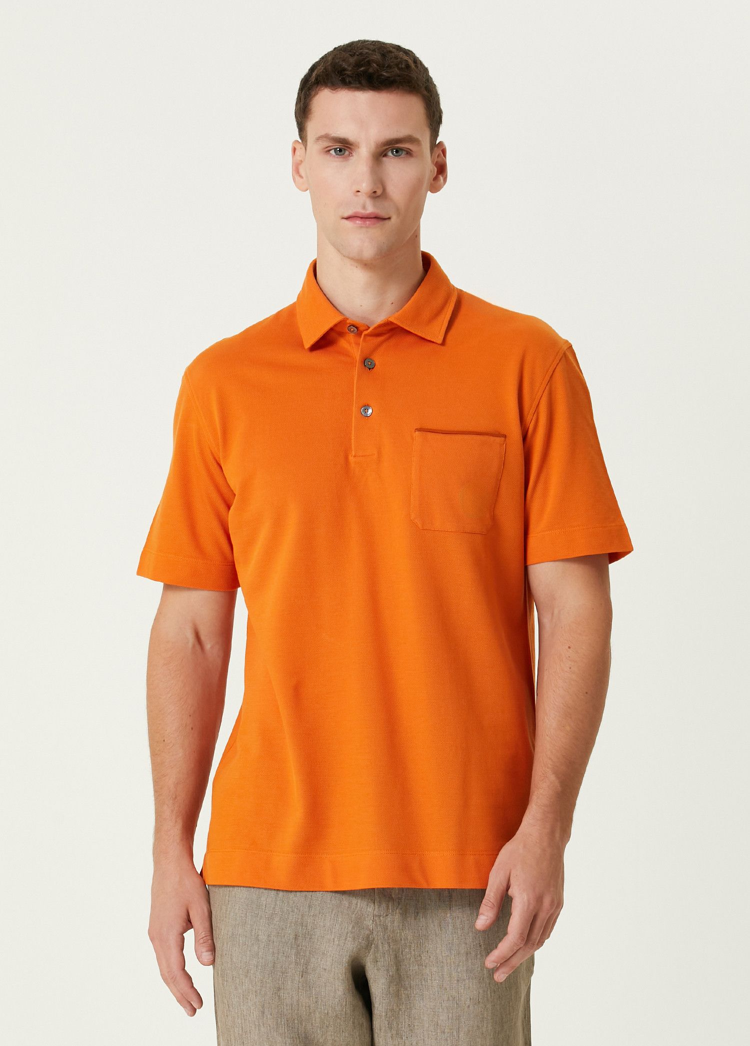 Ermenegildo Zegna ZEGNA solid orange cotton polo shirt 50 Medium authentic Size US M / EU 48-50 / 2 - 1 Thumbnail