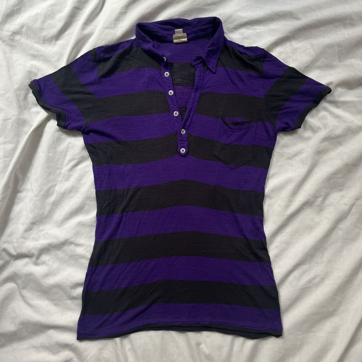 Diesel Diesel Purple & Black Striped Polo Shirt Size US M / EU 48-50 / 2 - 1 Thumbnail