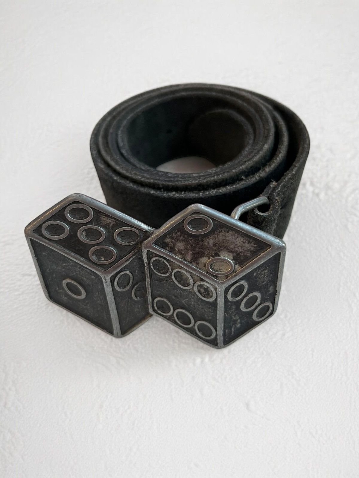 Pre-owned Avant Garde Casino Dice Metal Belt Fortuna Leather  Y2k In Black