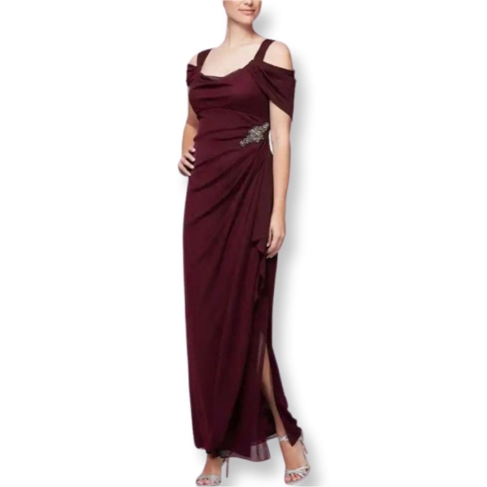 Alex Evenings Alex Evenings Cold Shoulder Cap Sleeve Side Brooch Gown Size XL / US 12-14 / IT 48-50 - 1 Thumbnail