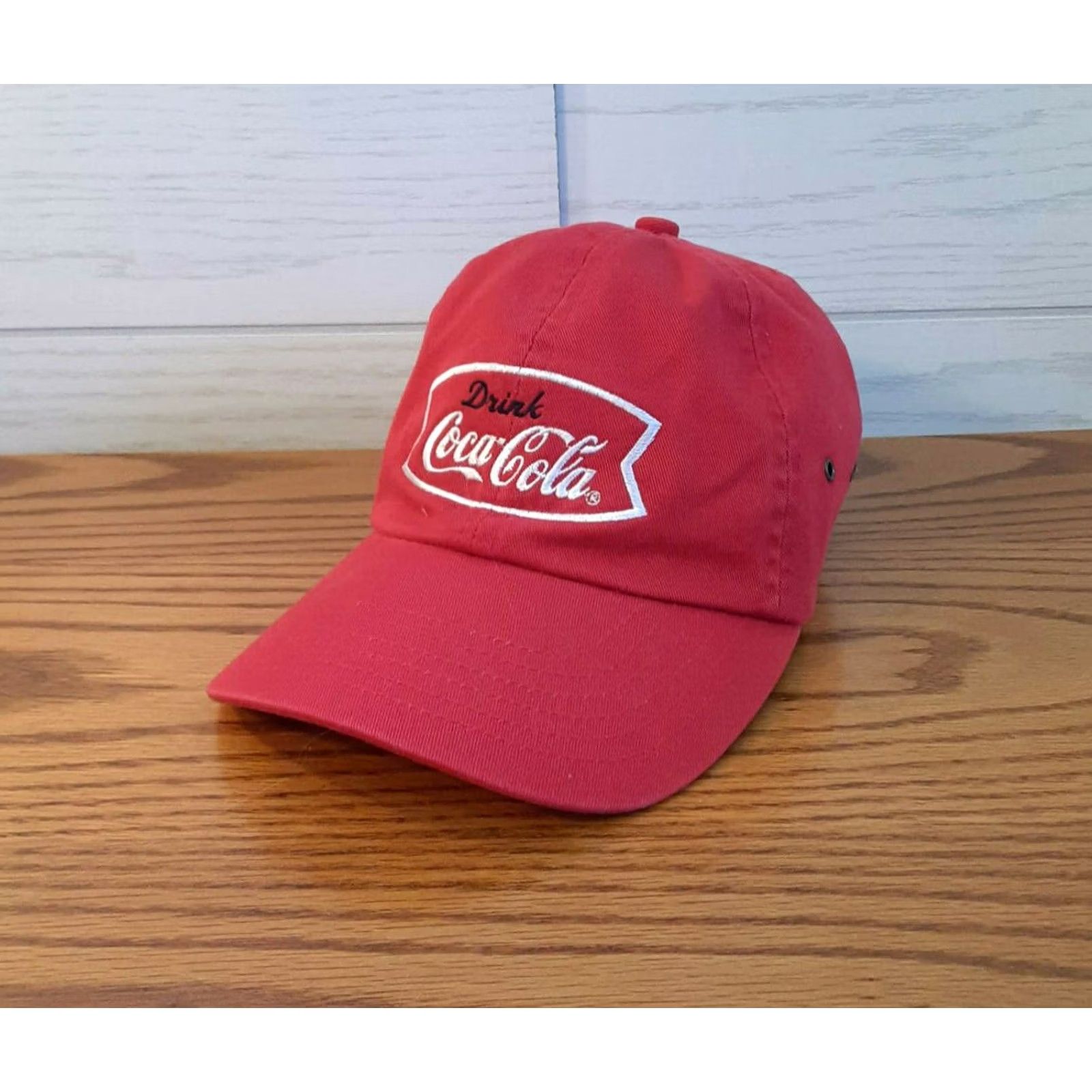 Vintage VINTAGE Coca Cola Red Embroidered Baseball Hat Adjustable Size Strap Mens Adjustable Red 90s Baseball Cap Cotton Size ONE SIZE - 4 Thumbnail