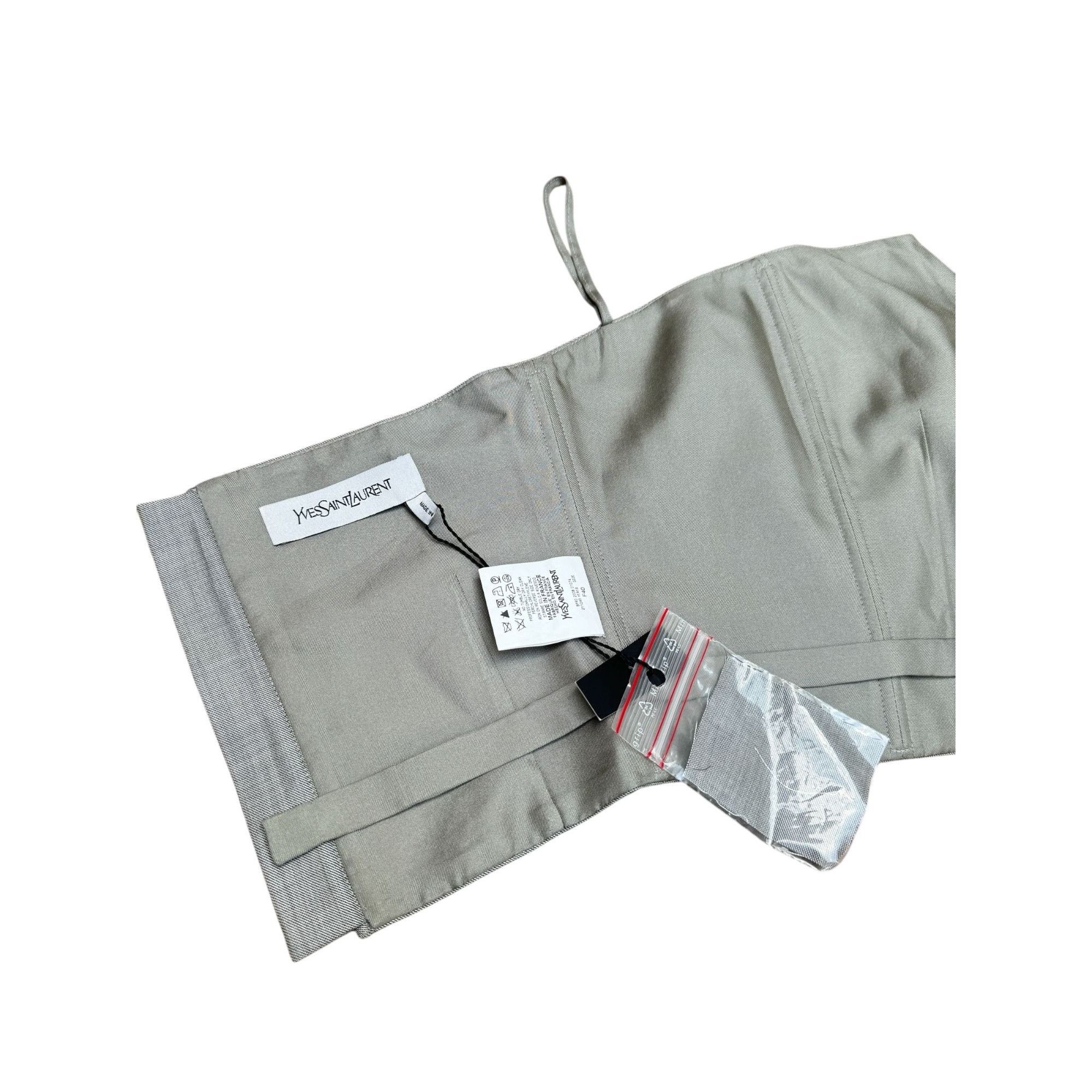 Yves Saint Laurent Grey Wool-Silk Bustier Top Size M / US 6-8 / IT 42-44 - 8 Thumbnail