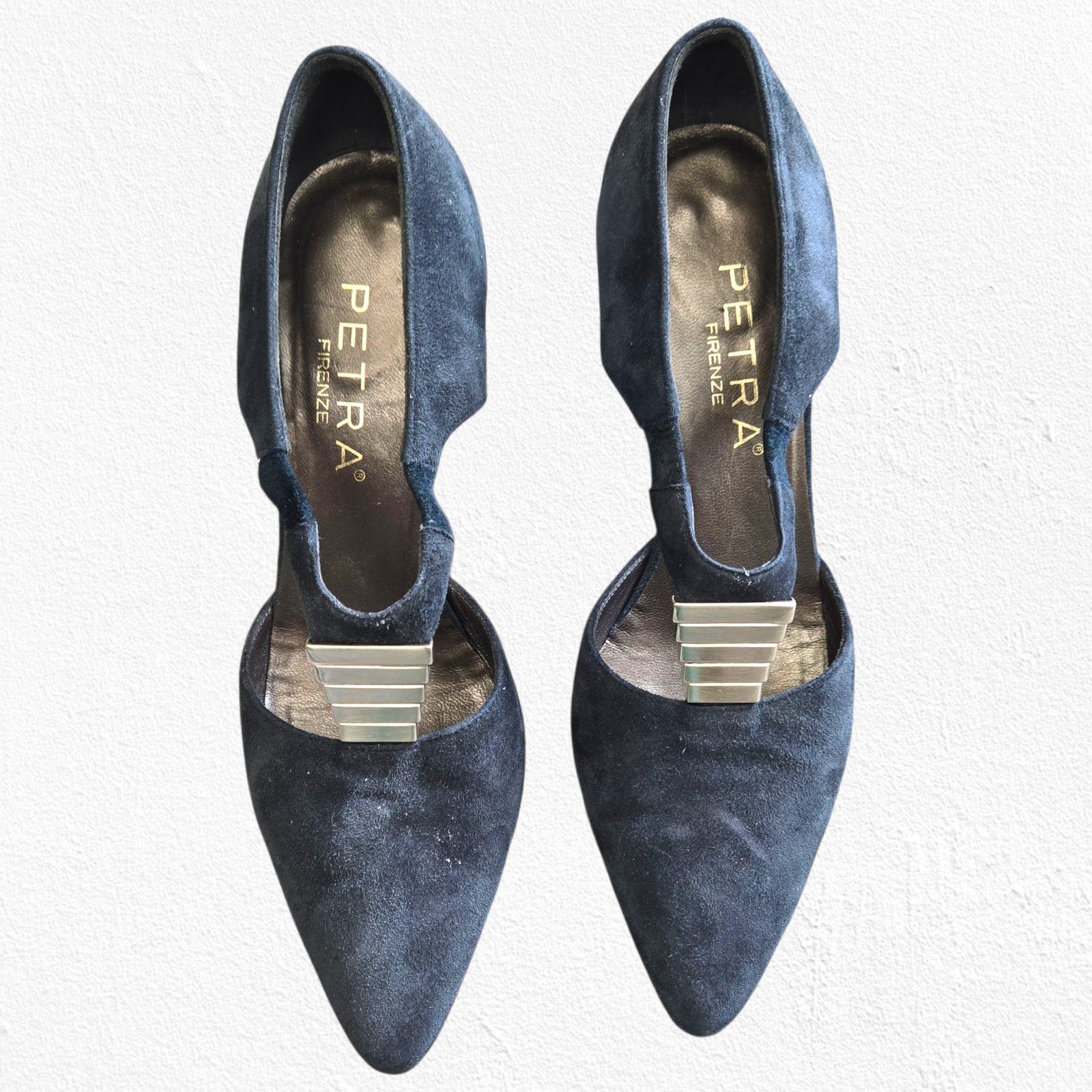 Vintage 80s Italian Navy Suede Heels Size 36 Size US 6 / IT 36 - 16 Thumbnail