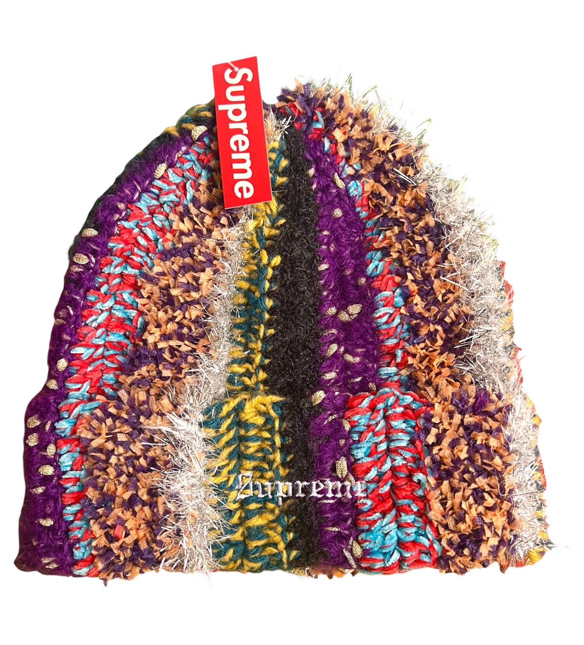 Supreme Tinsel Stripe Beanie Multicolor FW25 cap patchwork