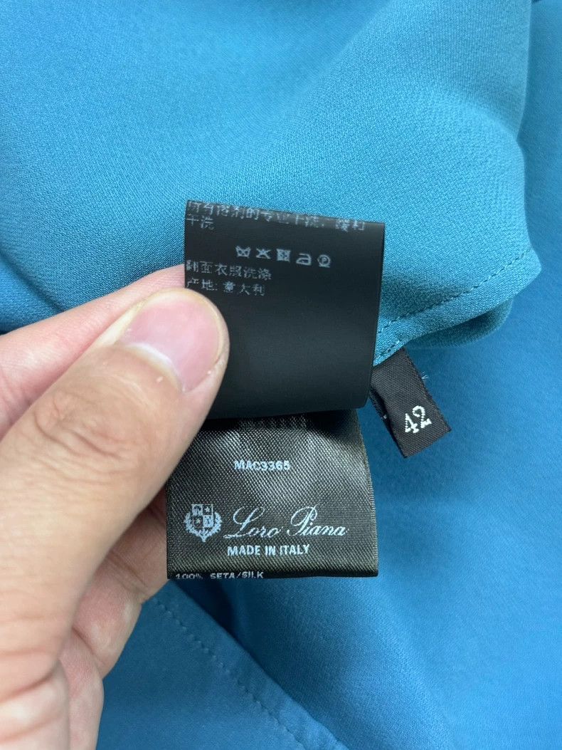 Loro Piana LORO PIANA Blue turned-down silk top Size S / US 4 / IT 40 - 7 Thumbnail