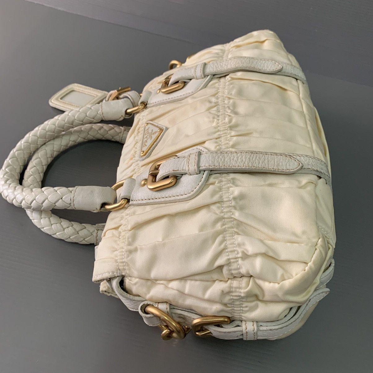 Prada Prada Nylon White Gaufre Small Handbag Size ONE SIZE - 2 Thumbnail