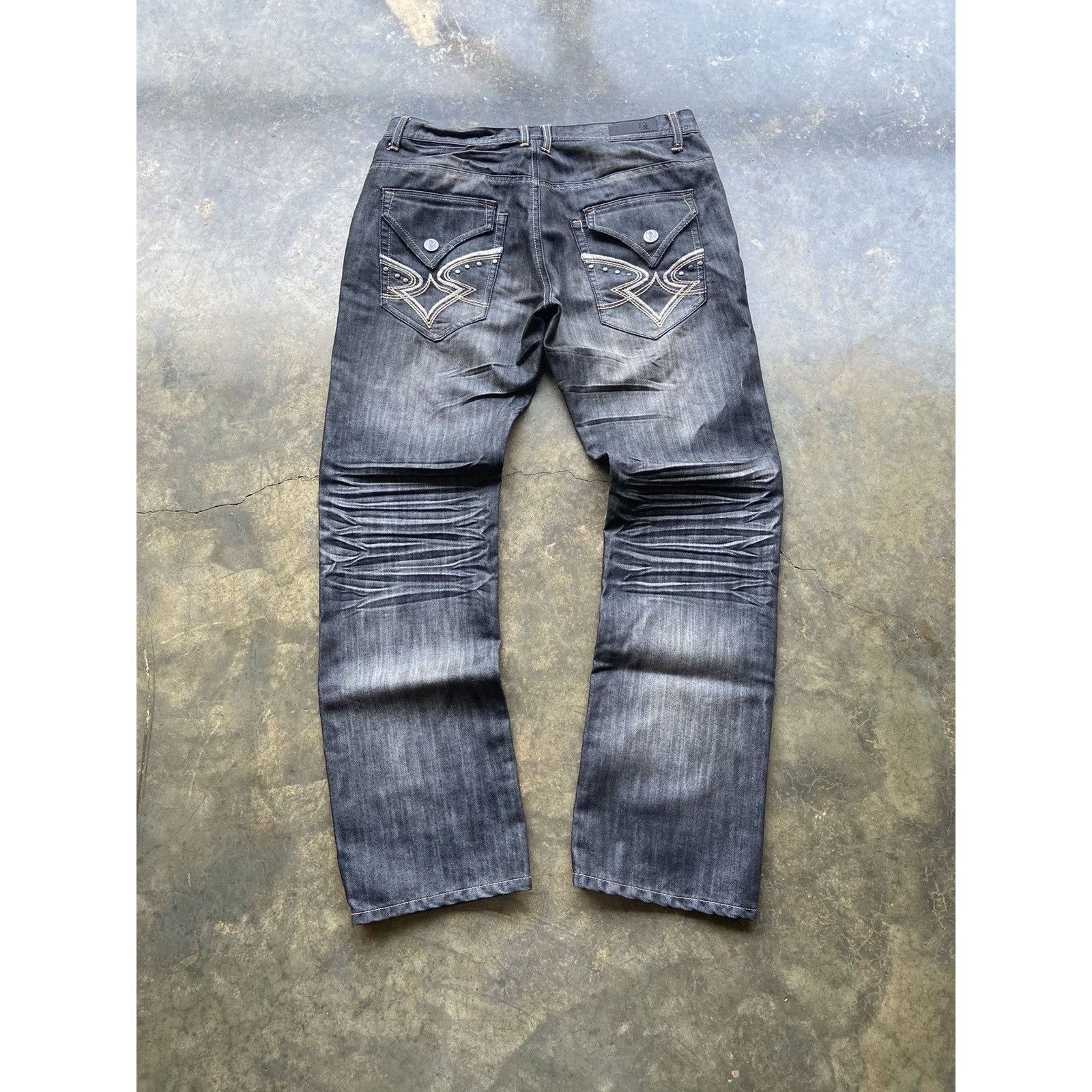 Affliction Crazy Vintage Y2K Embroidered Affliction Style Goth Jeans Size US 34 / EU 50 - 1 Thumbnail