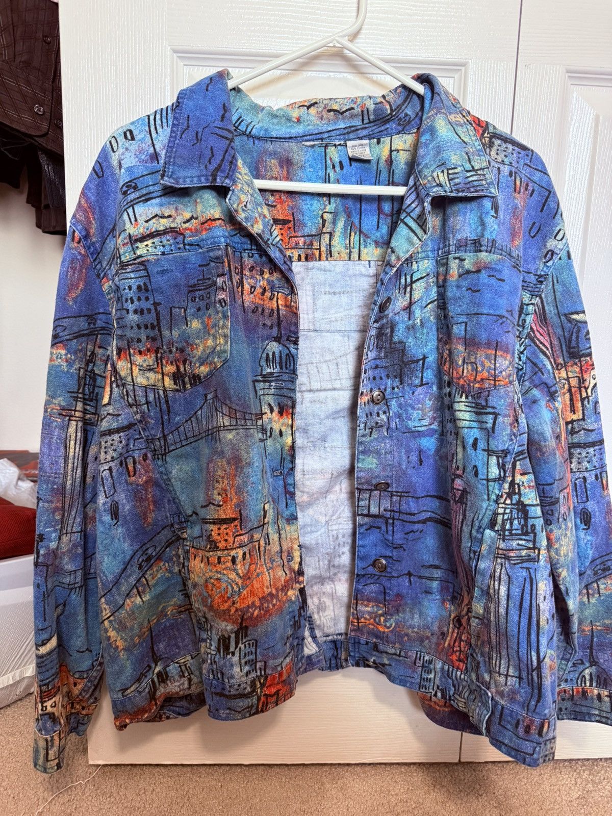 Chicos Chico’s Linen Cotton Blend Abstract City Jacket Shacket Size XL / US 12-14 / IT 48-50 - 1 Thumbnail