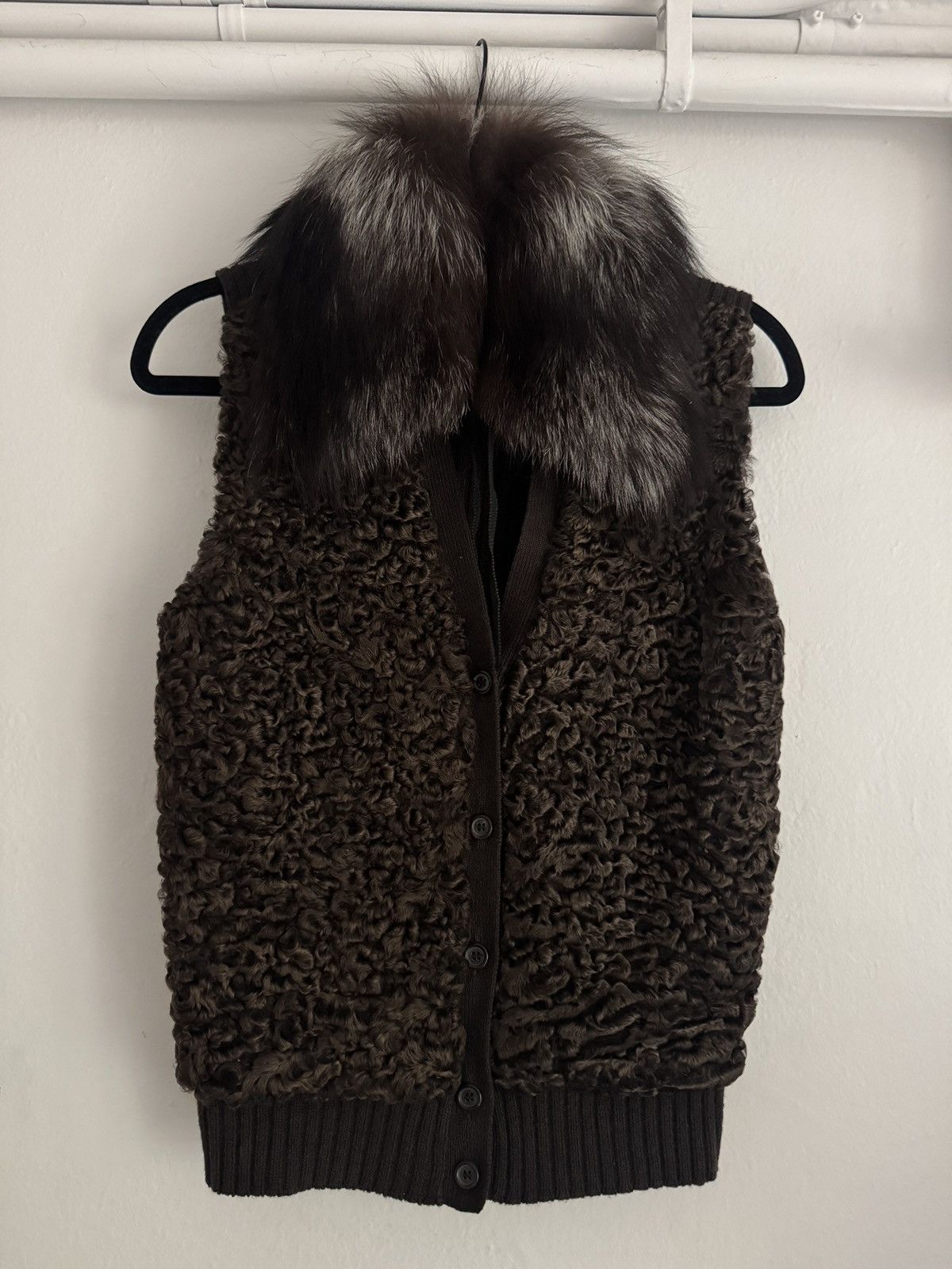 Prada Prada FW 2000 Knit Fur Front Panel Vest w/ Fox Fur Collar Size S / US 4 / IT 40 - 1 Thumbnail