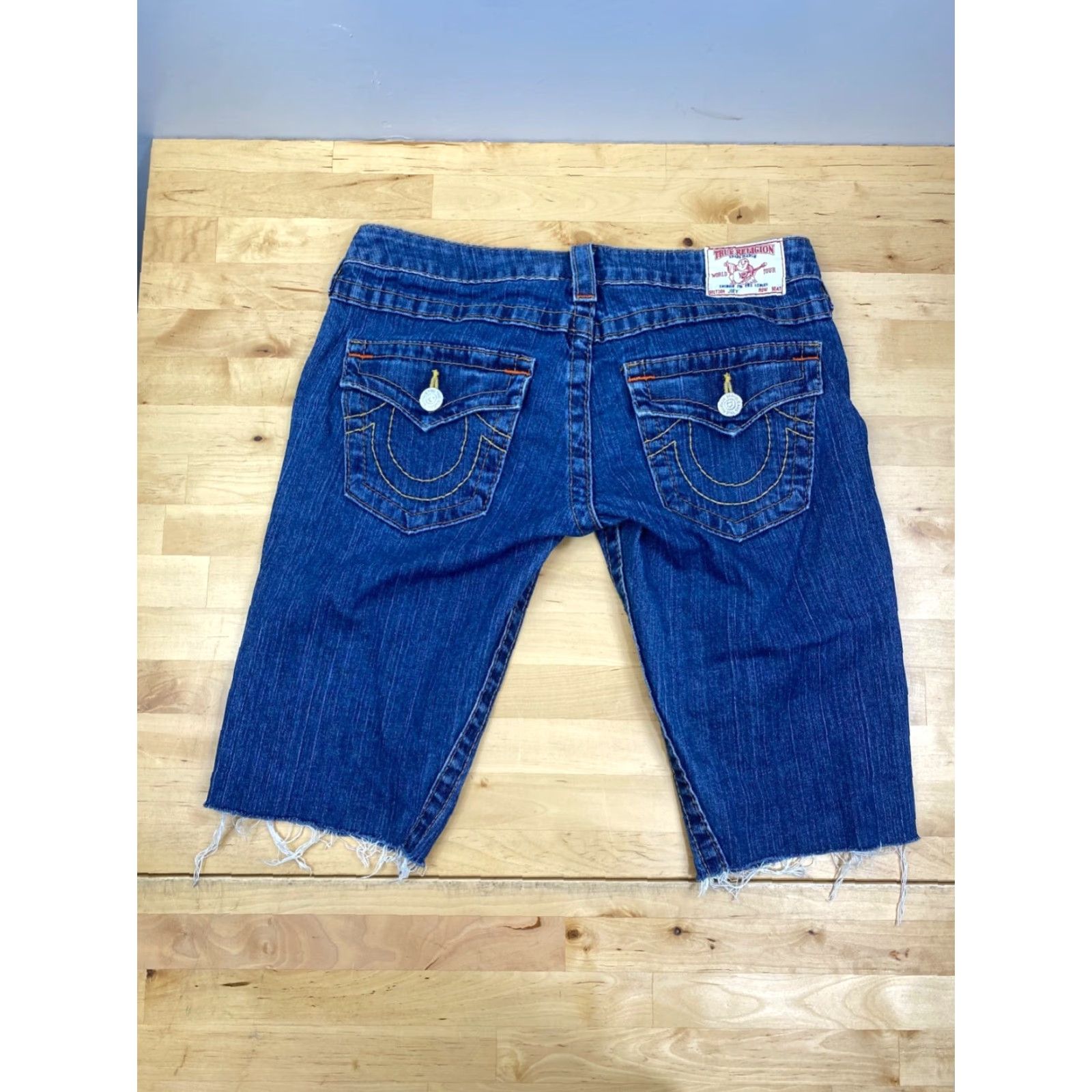 True Religion True Religion Jeans Shorts Mens 29 Casual 12" Inseam Blue Denim Cut Offs Flats Front 7055 Size US 29 - 2 Thumbnail