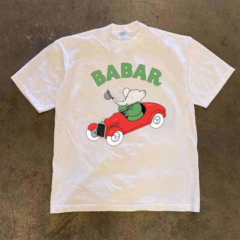 Vintage White casual retro cartoon elephant print t-shirt Size US M / EU 48-50 / 2 - 1 Thumbnail
