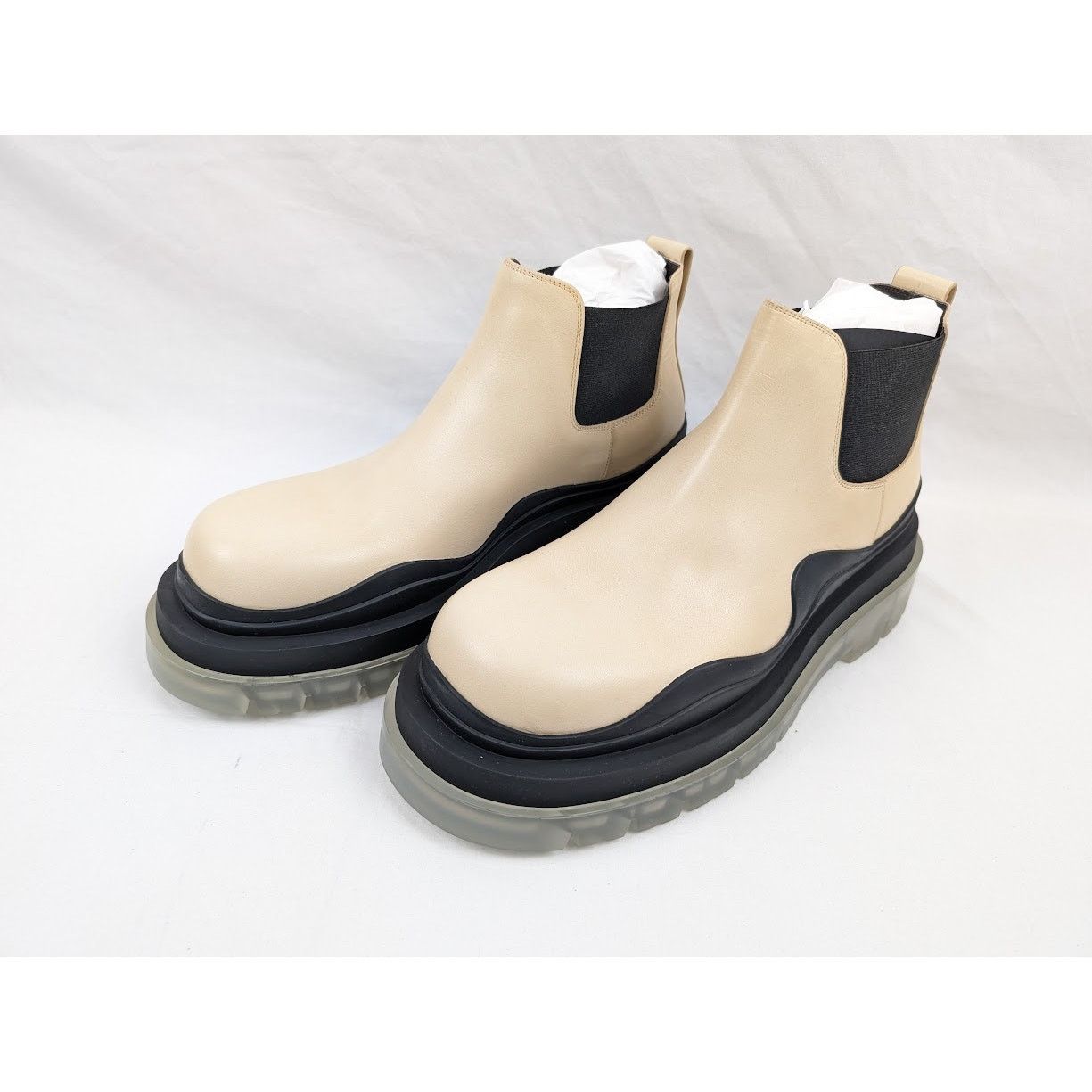 Bottega Veneta o1rshd1 Vegetal Calfskin Stiv Pel Boots in Butter/Black Size US 11 / EU 44 - 17 Thumbnail