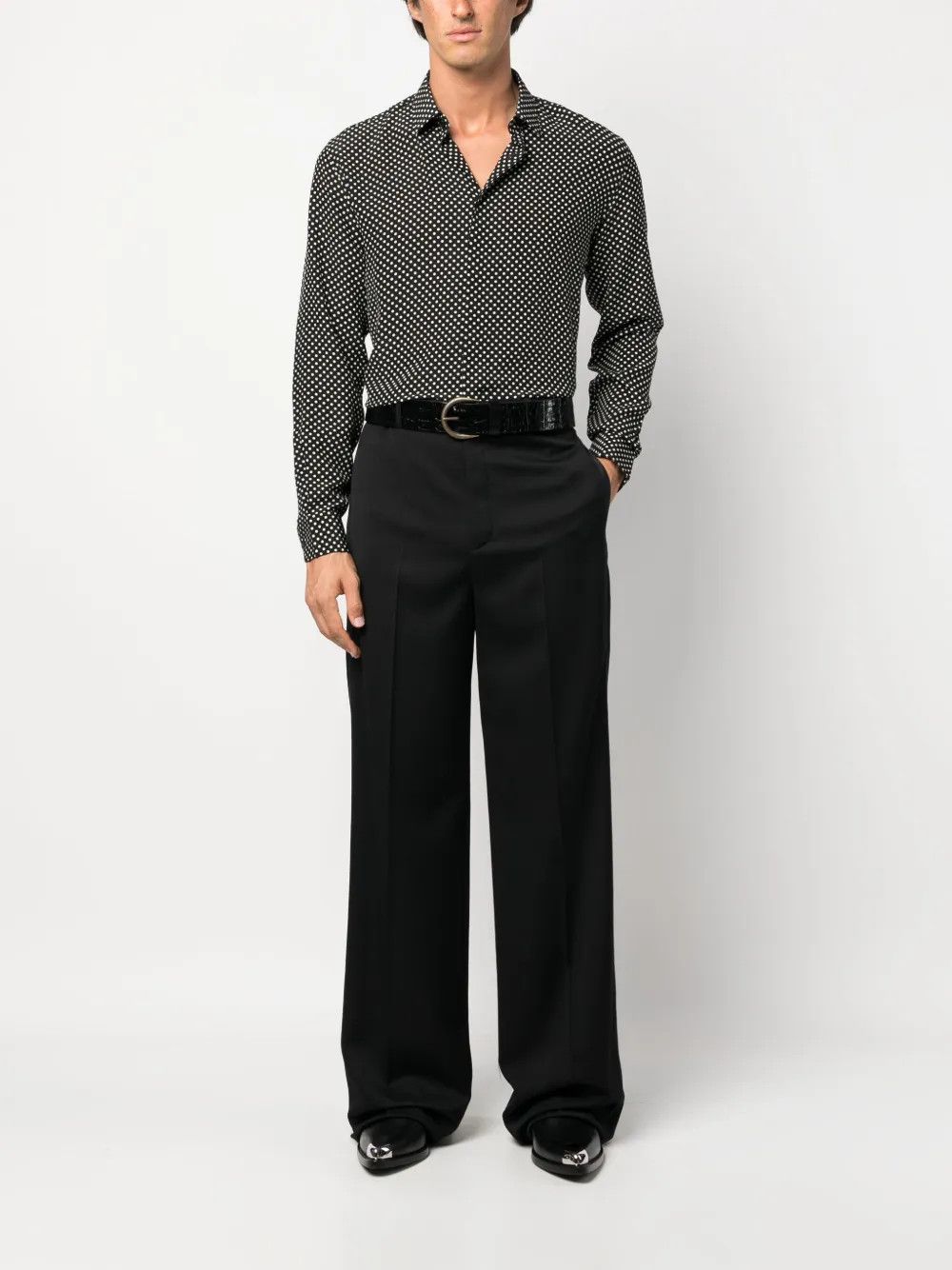 Saint Laurent Paris o1y0325 Patterned Shirt in White/Black Size US M / EU 48-50 / 2 - 5 Thumbnail