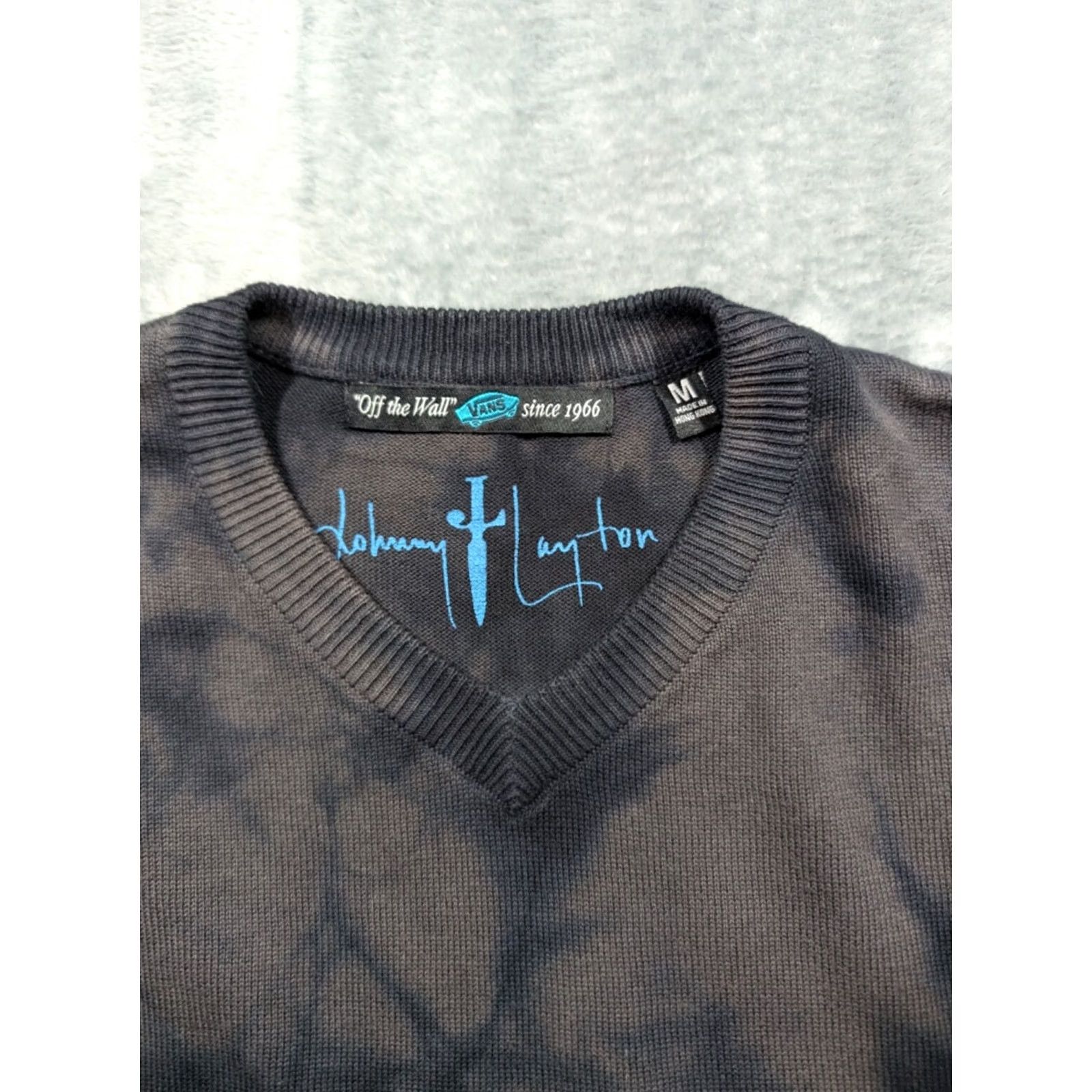 Vans VANS Mens Medium Black Off The Wall Johnny Layton Tie Dye V-Neck Sweater Shirt Size US M / EU 48-50 / 2 - 5 Thumbnail