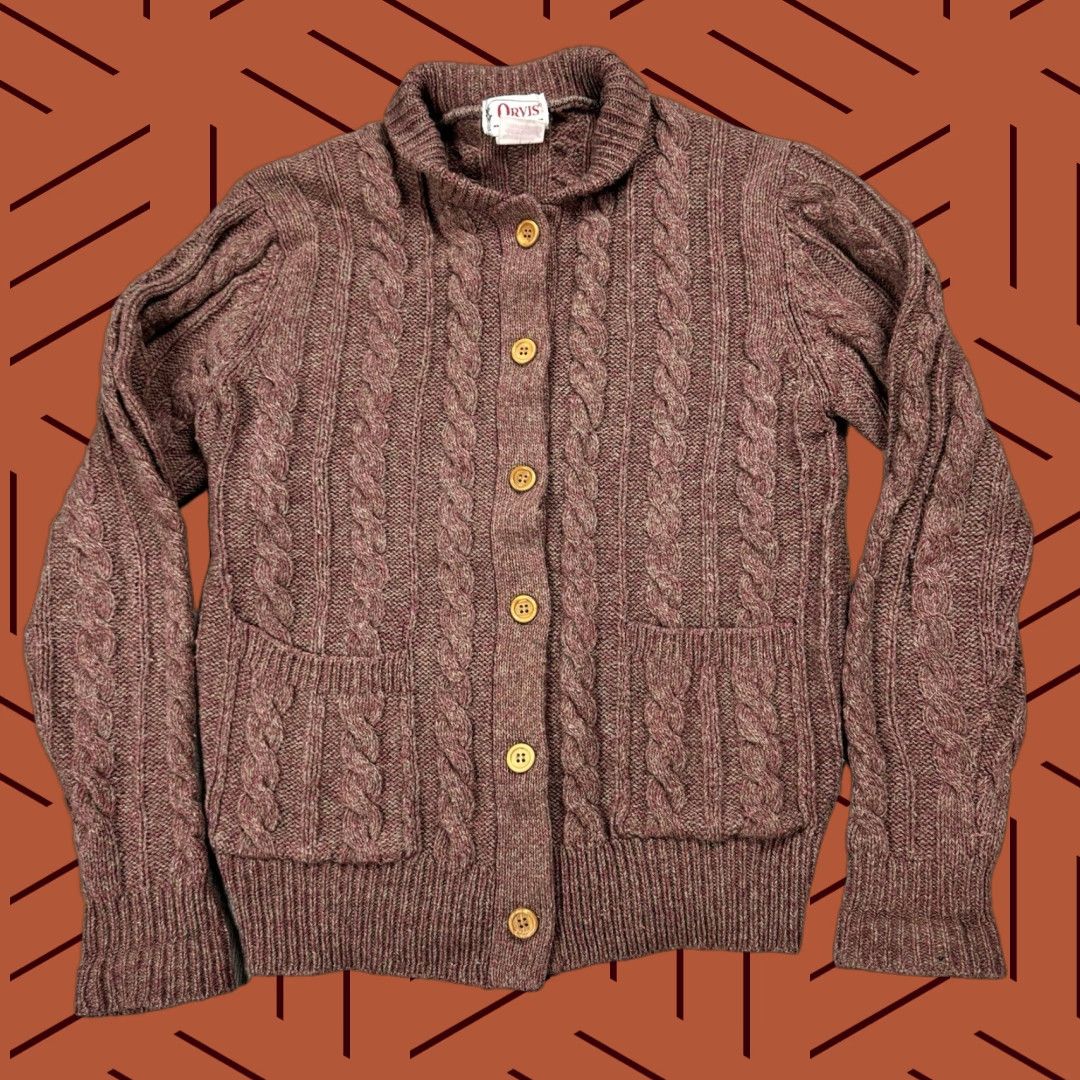 Orvis VINTAGE ORVIS CABLE KNIT CARDIGAN WOMENS M RED Size M / US 6-8 / IT 42-44 - 1 Thumbnail