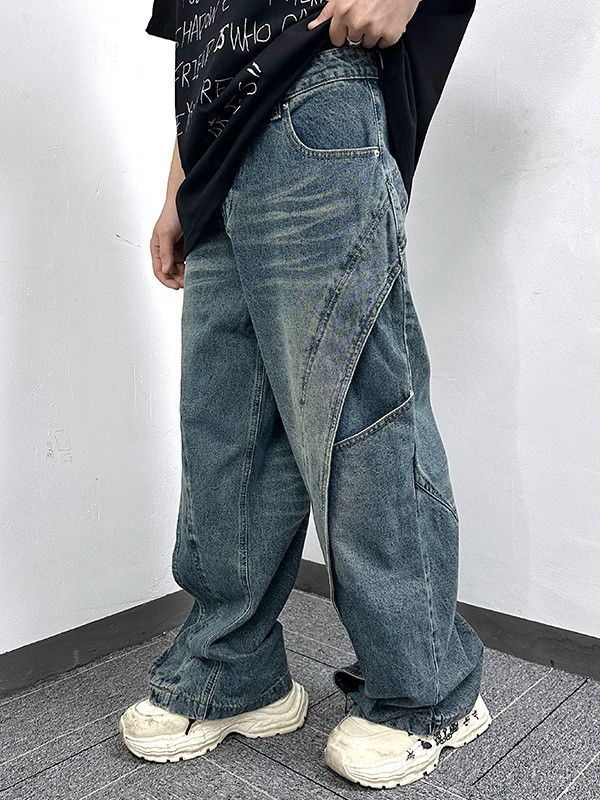 Vintage Retro casual loose distressed street style patchwork jeans Size US 32 / EU 48 - 2 Thumbnail