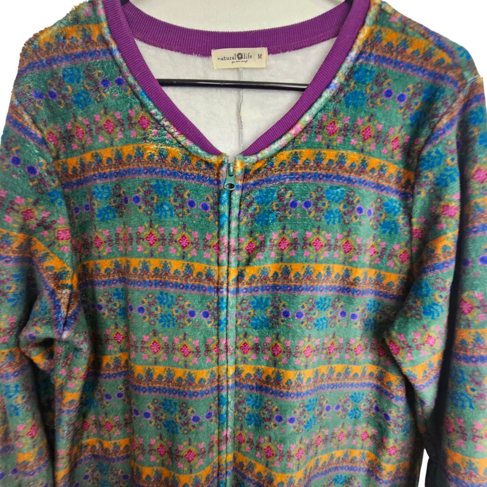 Natural Issue Natural Life Womens Fleece Floral Full Zip Fair Isle Pajamas Size 40" / US 18 - 3 Thumbnail