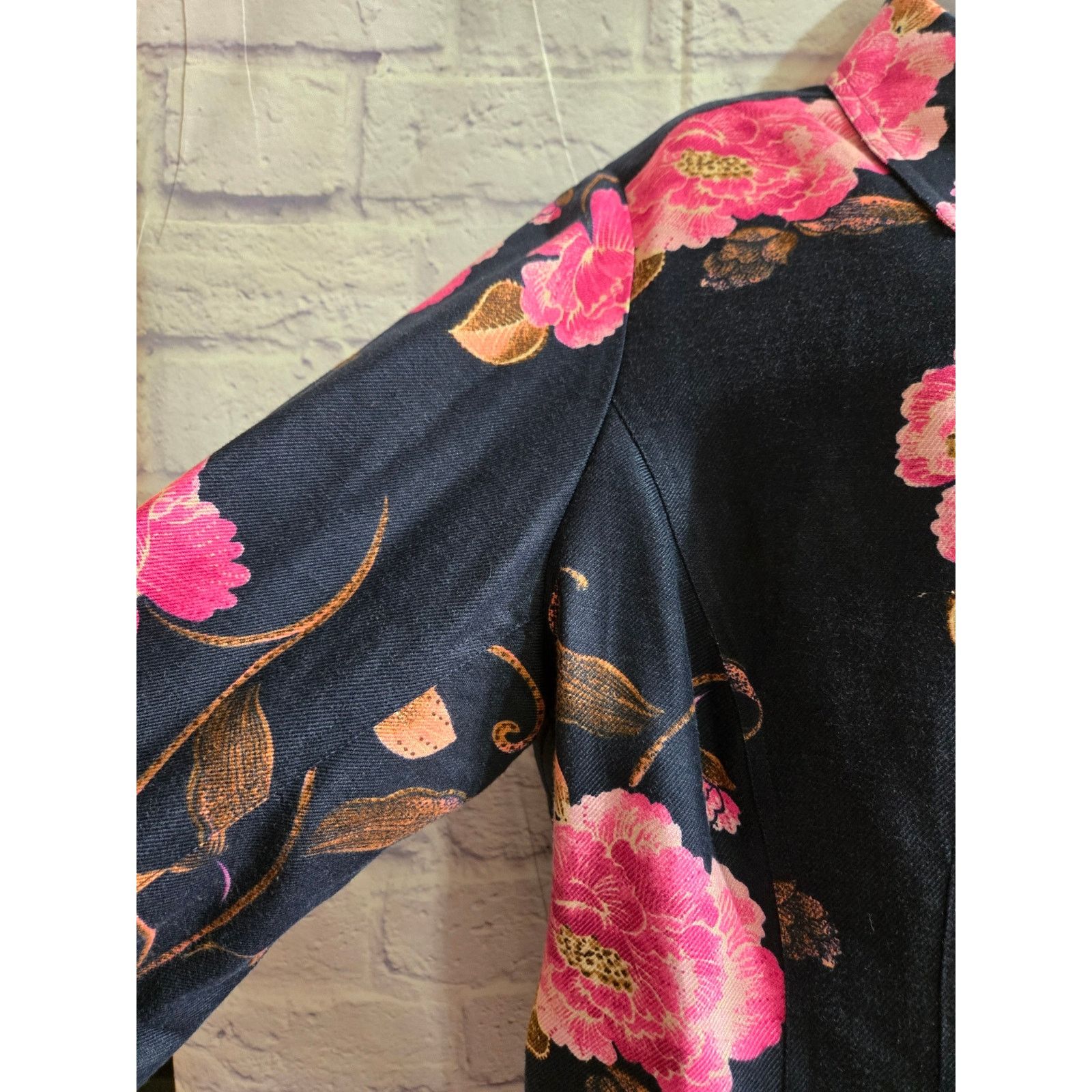 Other Emma James Dark Blue Pink Floral Button Up Shirt 16W Plus Size XXL / US 16-18 / IT 52-54 - 2 Thumbnail