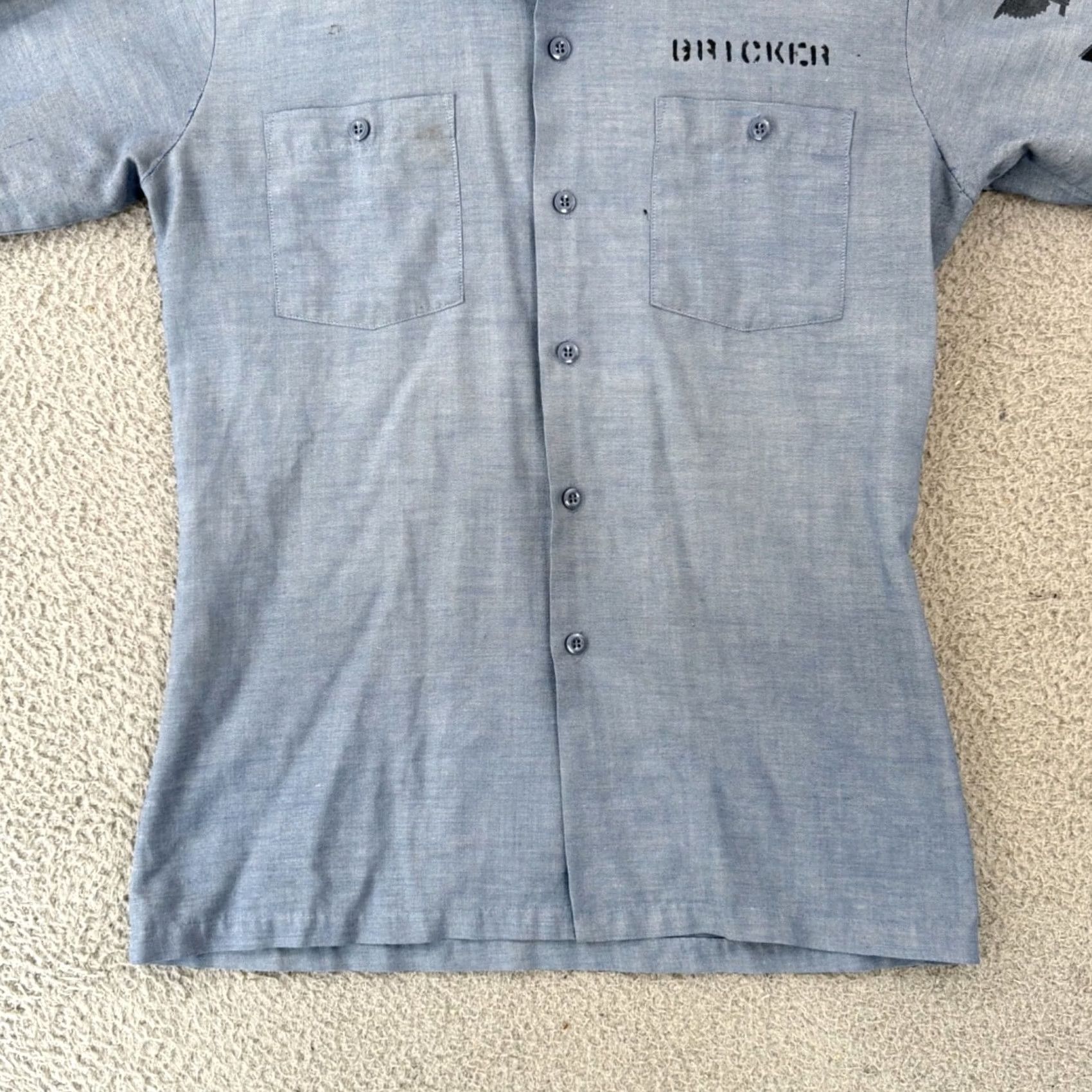 Vintage VINTAGE Seafarer Shirt Mens S Chambray Button Up 60s USA Navy Seafarer Button-Up Short Sleeve Blue Cotton Blend Solid Size US S / EU 44-46 / 1 - 2 Thumbnail