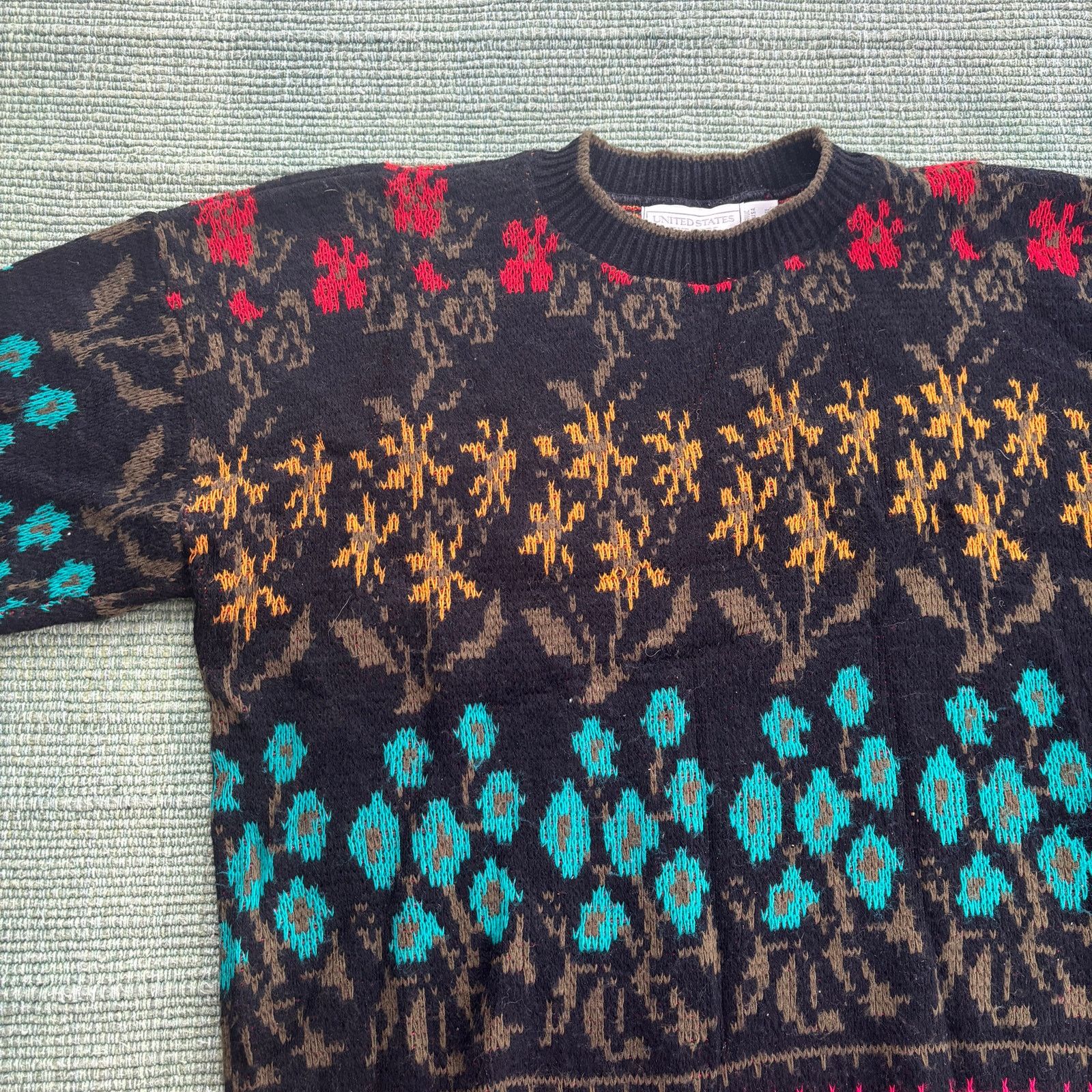 Vintage Vintage knit floral united stated sweater made in usa Size US L / EU 52-54 / 3 - 6 Thumbnail