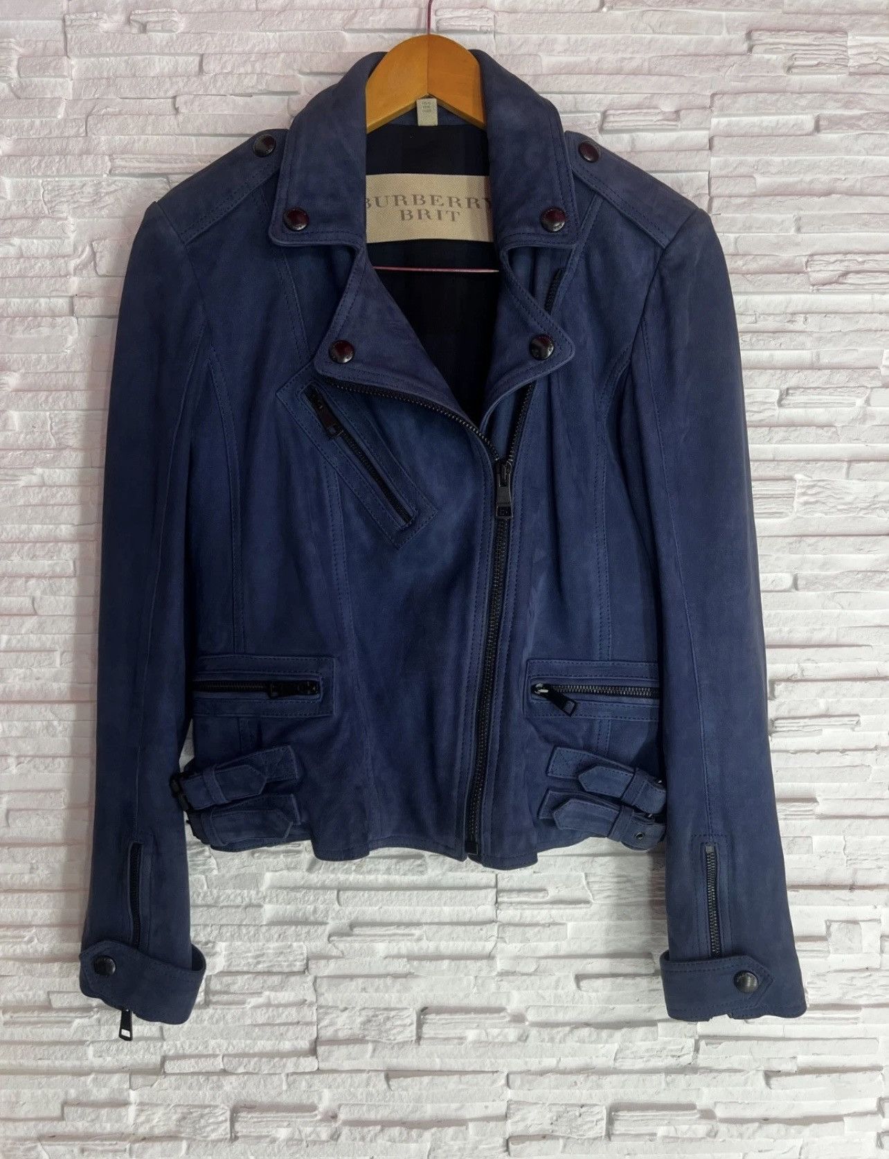 Burberry Burberry Brit Moto Biker Jacket Dark Navy Nappa Size M / US 6-8 / IT 42-44 - 4 Thumbnail