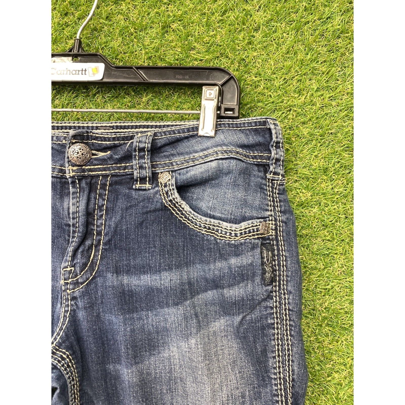 Silver Jeans Co. VINTAGE Silver Jeans Womens Capri Jeans Suki 29 30x20 Dark Wash Blue Stretch Denim 5-Pocket Size 29" - 4 Thumbnail