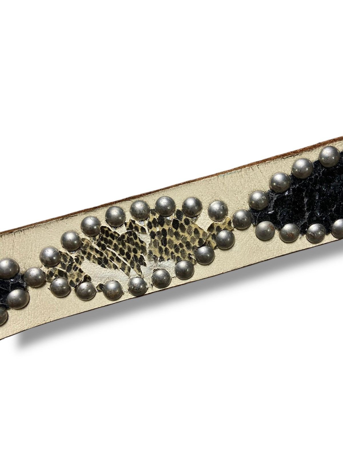 Japanese Brand 🔥 METAL STUDDED LEATHER BELT 🔥 (142) Size 42 - 5 Thumbnail