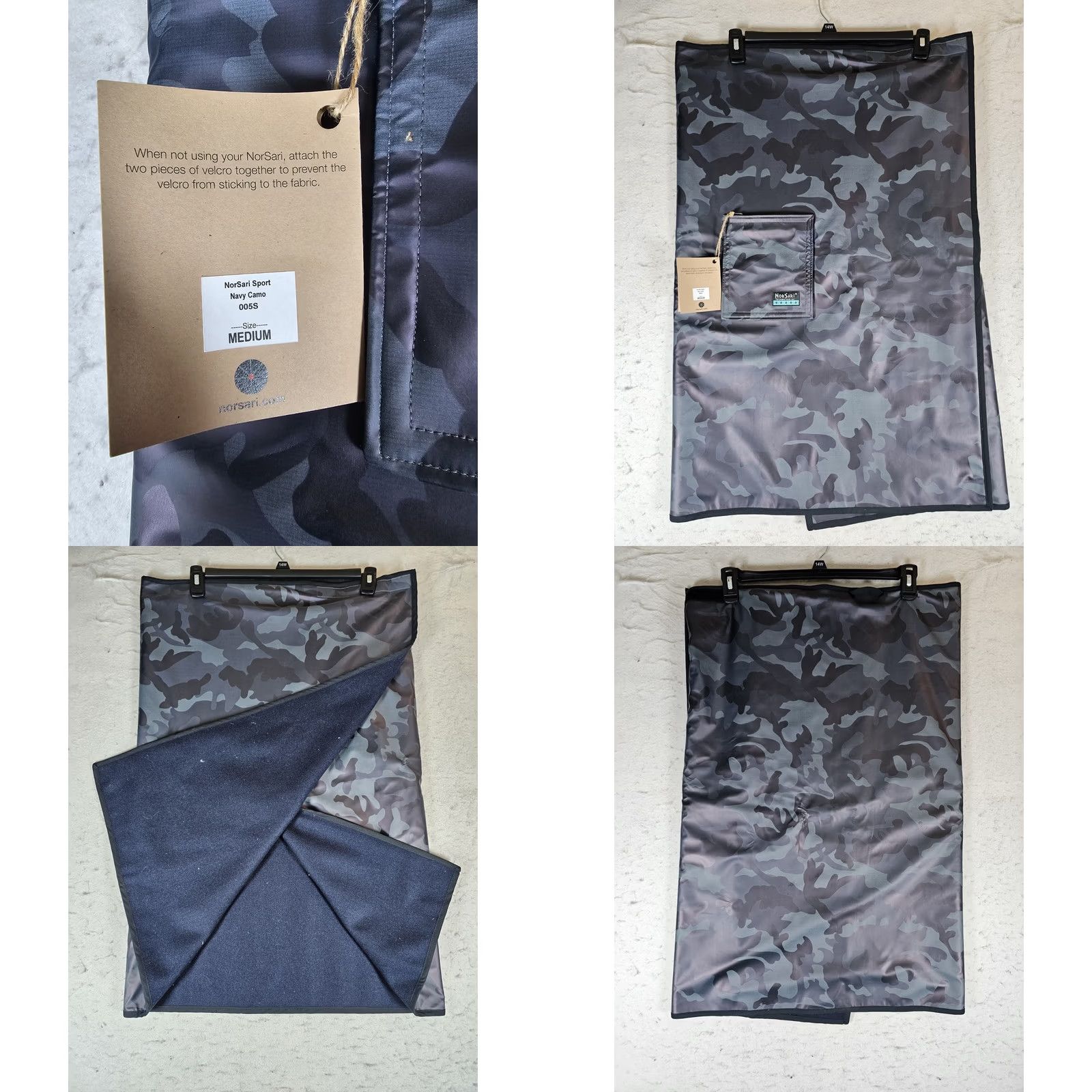 Vintage NorSari The Original Nordic Sari Wrap Wool Lined Wearable Blanket Blue Camo Skirt Midi Wrap Womens NWTs Size 32" / US 10 / IT 46 - 8 Thumbnail