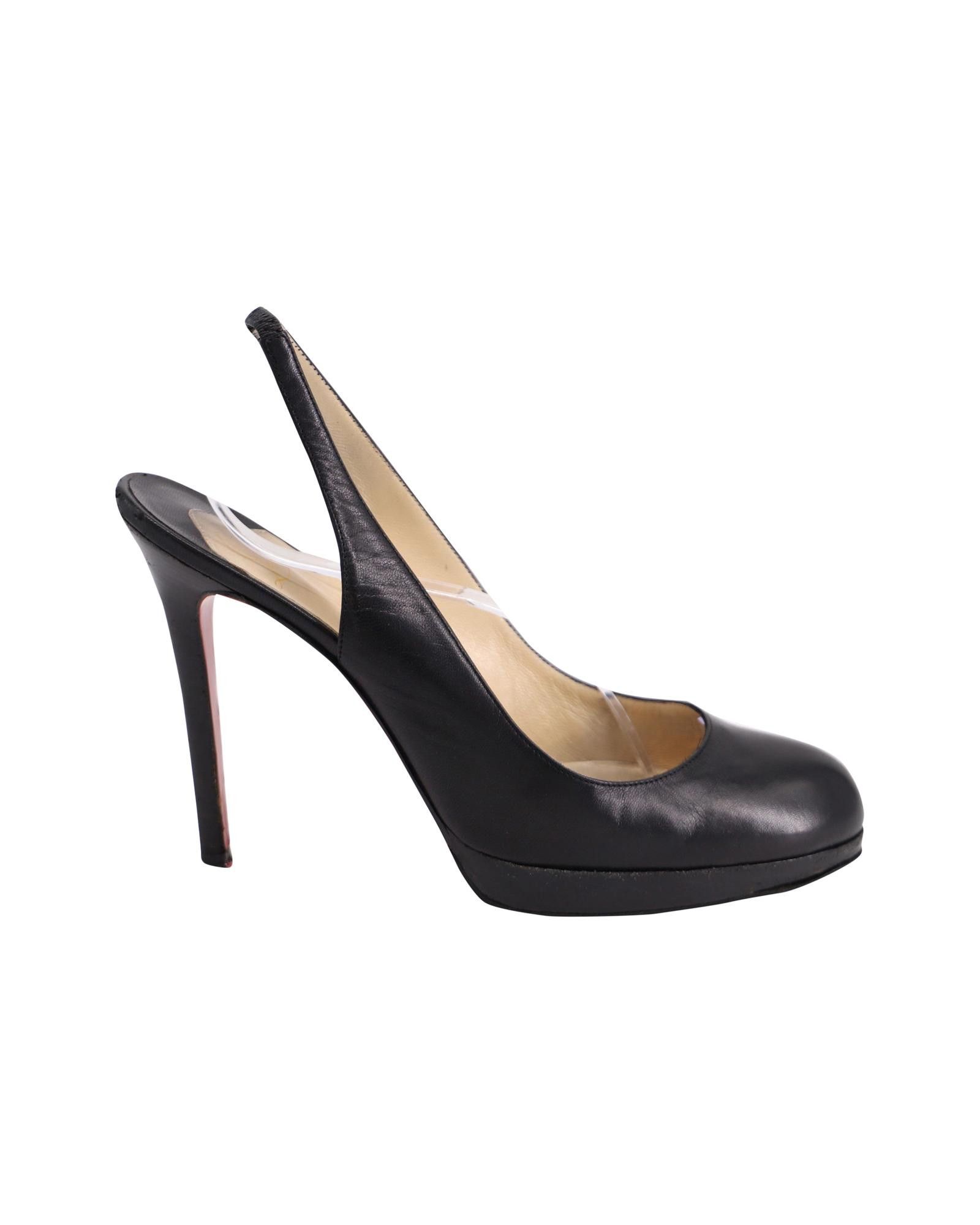 image of Black Leather Slingback Pumps By Christian Louboutin Shoes, Women's (Size 11)
