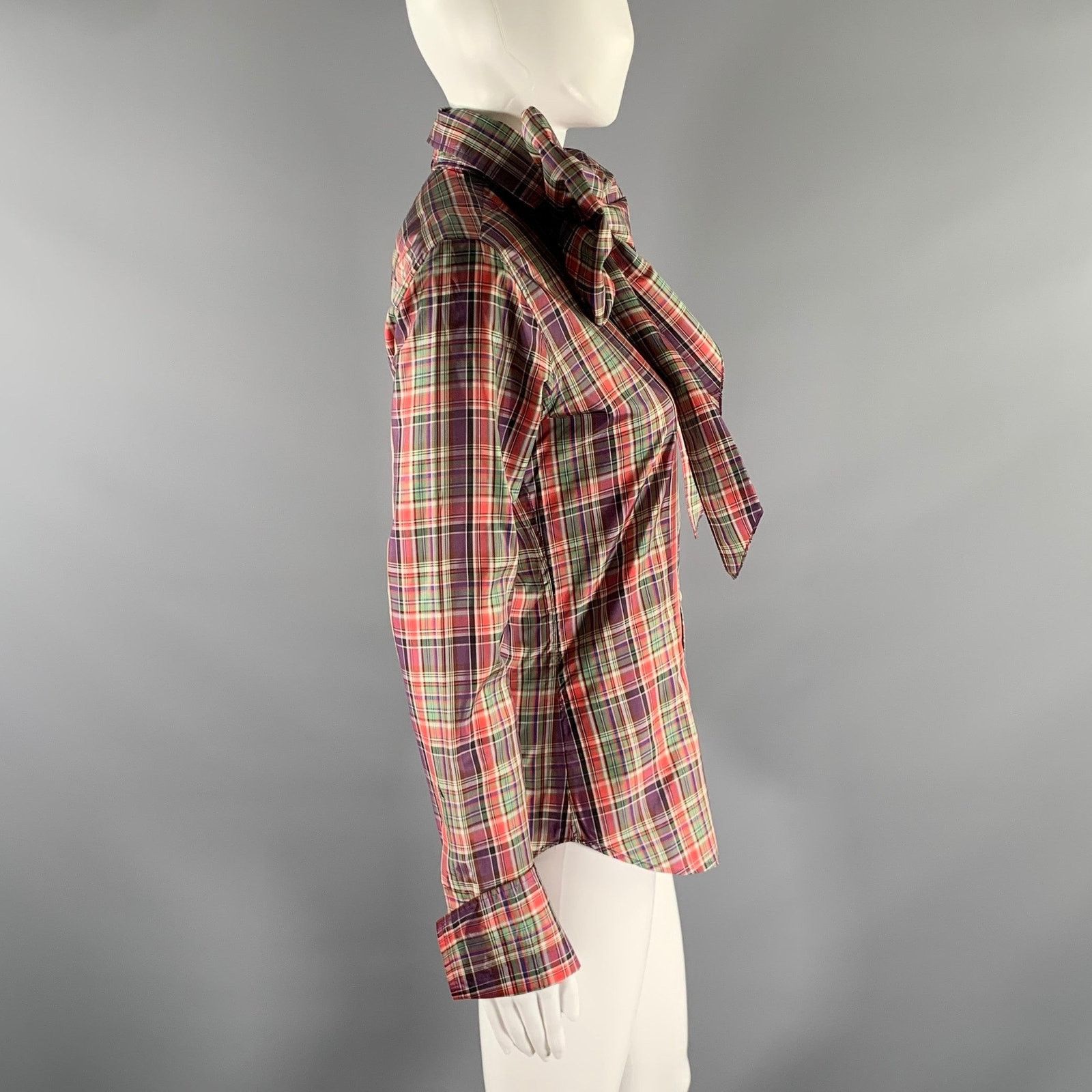 Ralph Lauren RALPH LAUREN Size 6 Purple Green Silk Plaid Dress Top Size M / US 6-8 / IT 42-44 - 2 Thumbnail