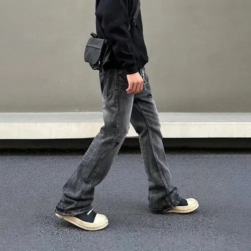 VIBE Ripped Jeans Men Black Streetwear Y2k Denim Pants Size US 34 / EU 50 - 4 Thumbnail