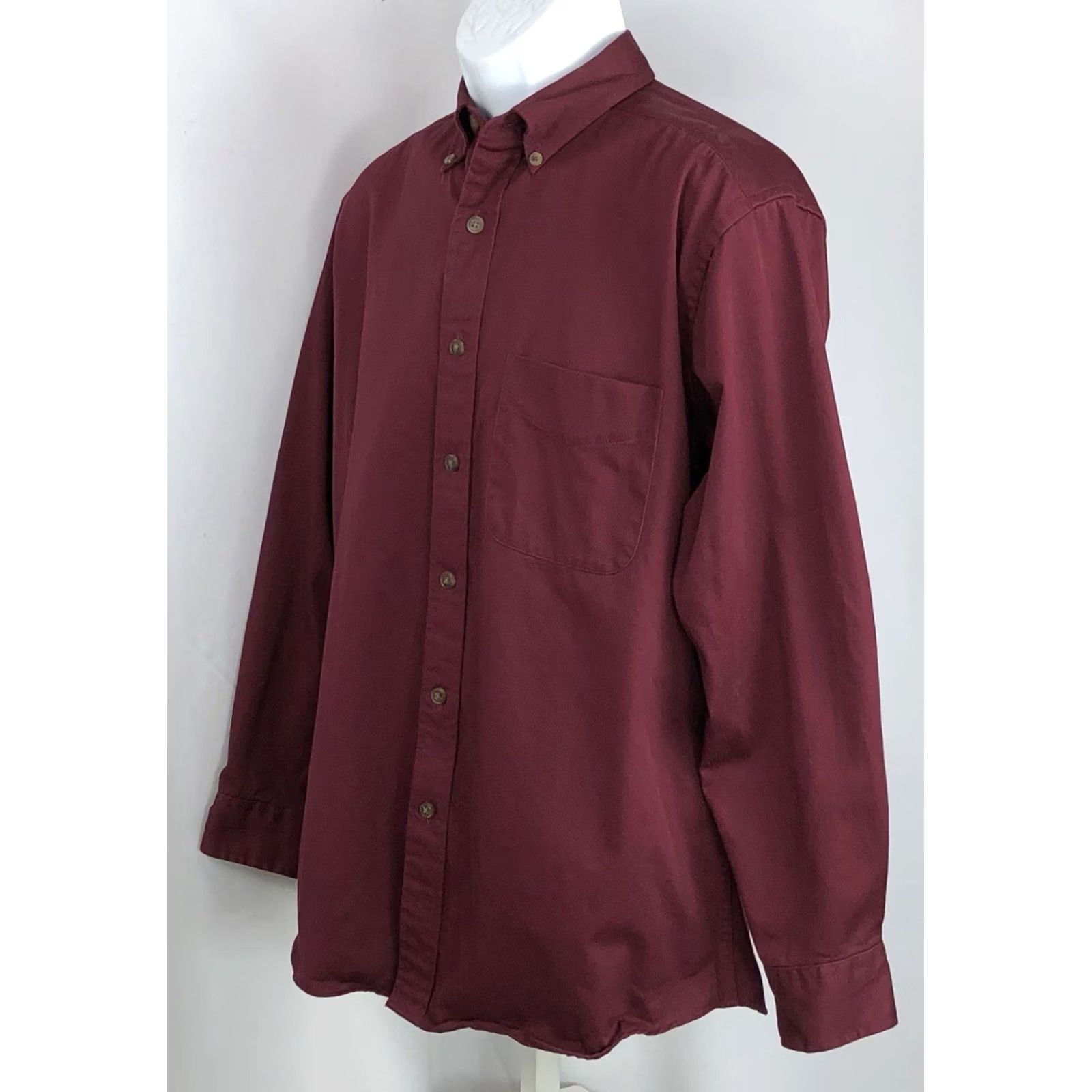 Vintage R&R Outdoors Shirt M Burgundy Button Up Long Sleeve Pocket Collar Twill Poplin Size US M / EU 48-50 / 2 - 2 Thumbnail