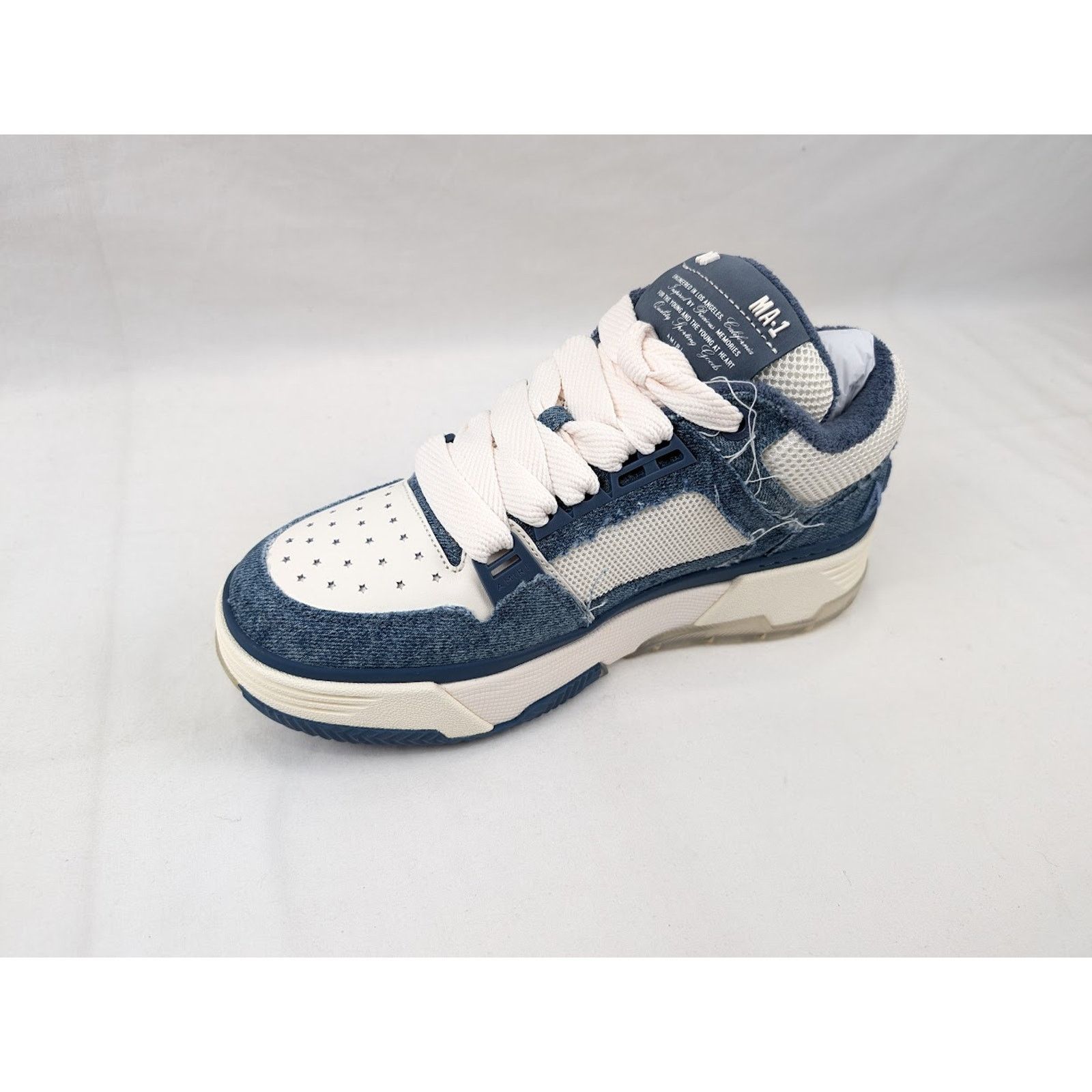 Amiri o1rshd1 Vintage Denim MA-1 Sneakers in Washed Indigo Size US 8 / EU 41 - 9 Thumbnail