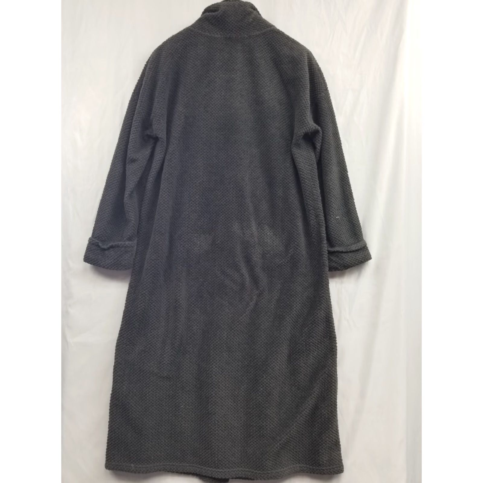Vintage Stan Herman Robe Women Large Gray Velour Zip-Up Pockets Plush Mock Neck Long Sleeve Polyester Size ONE SIZE - 2 Thumbnail