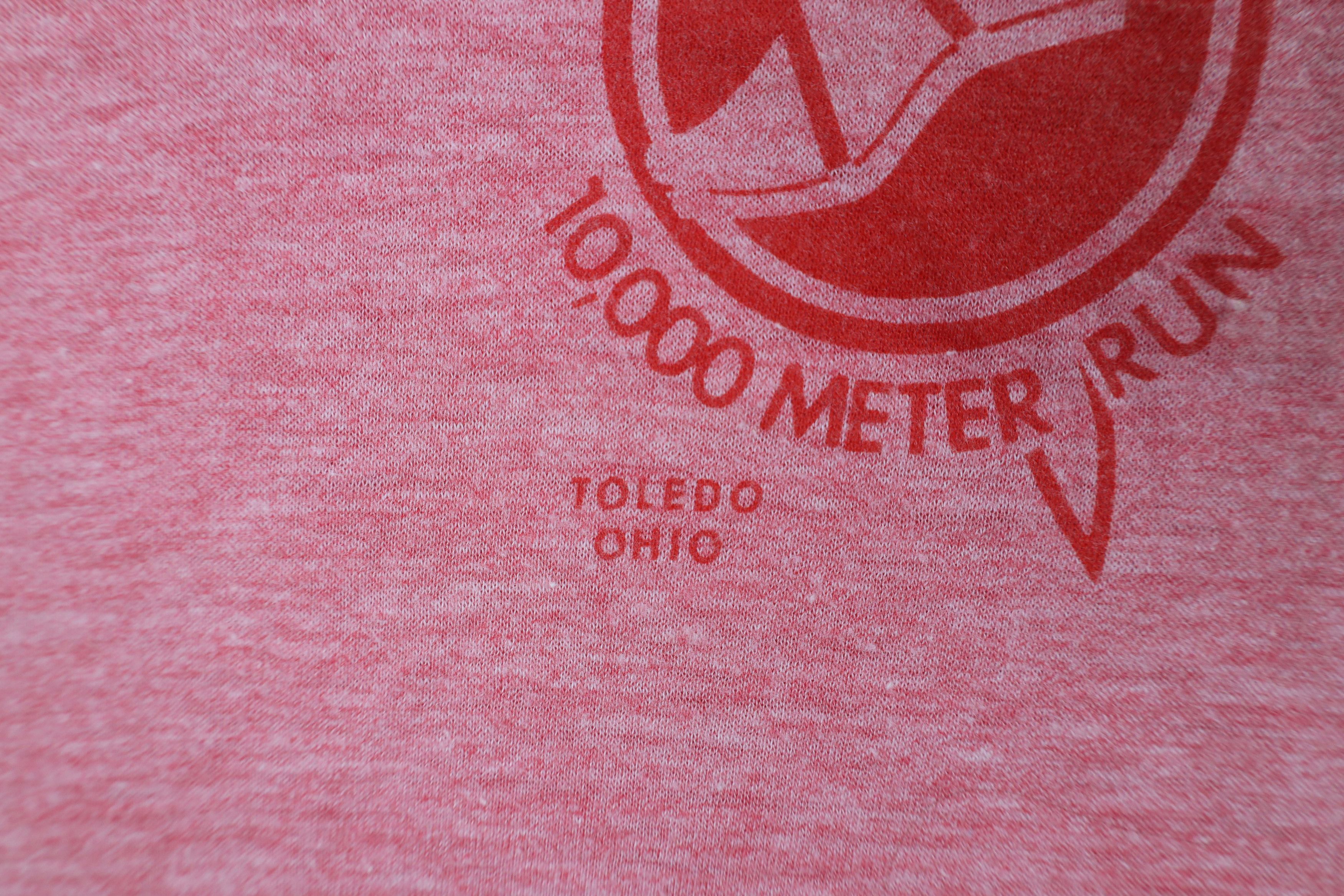 Vintage Vintage 70s 80s 10,000 Meter Run Ringer T-Shirt Red USA Size US L / EU 52-54 / 3 - 5 Thumbnail