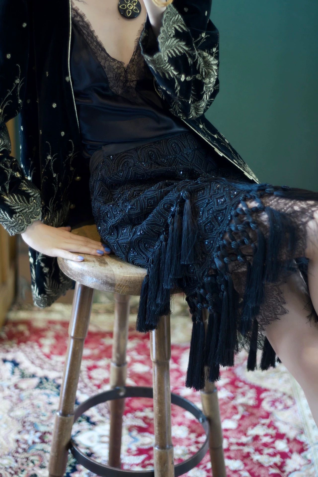 Oscar De La Renta Oscar de la Renta 90s Rena Beaded Lace Tassel Skirt XL Size 30" / US 8 / IT 44 - 4 Thumbnail